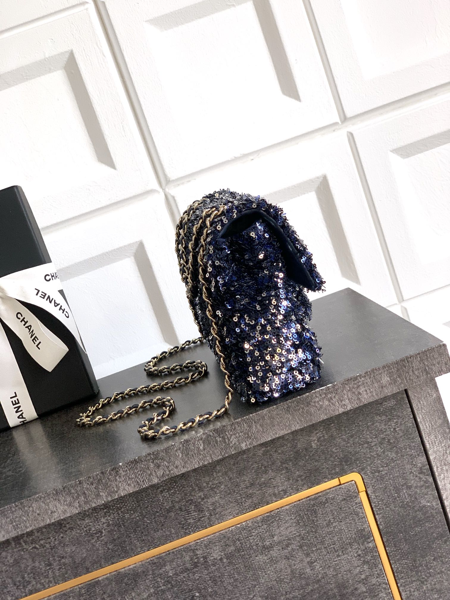 Chanel Tweed Wallet On Chain - Blue Crossbody Bags
