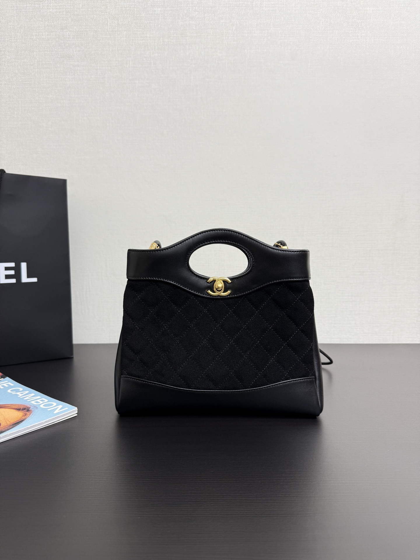 CHANEL Velvet Lambskin Quilted Small 31 Shopping Bag