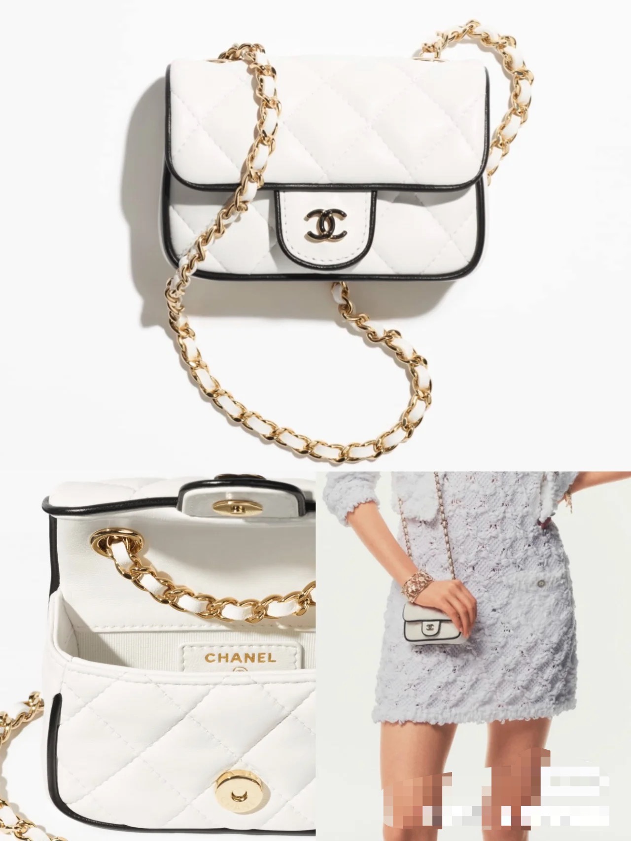 Chanel Wallet on chain - Lambskin, black & white — Fashion