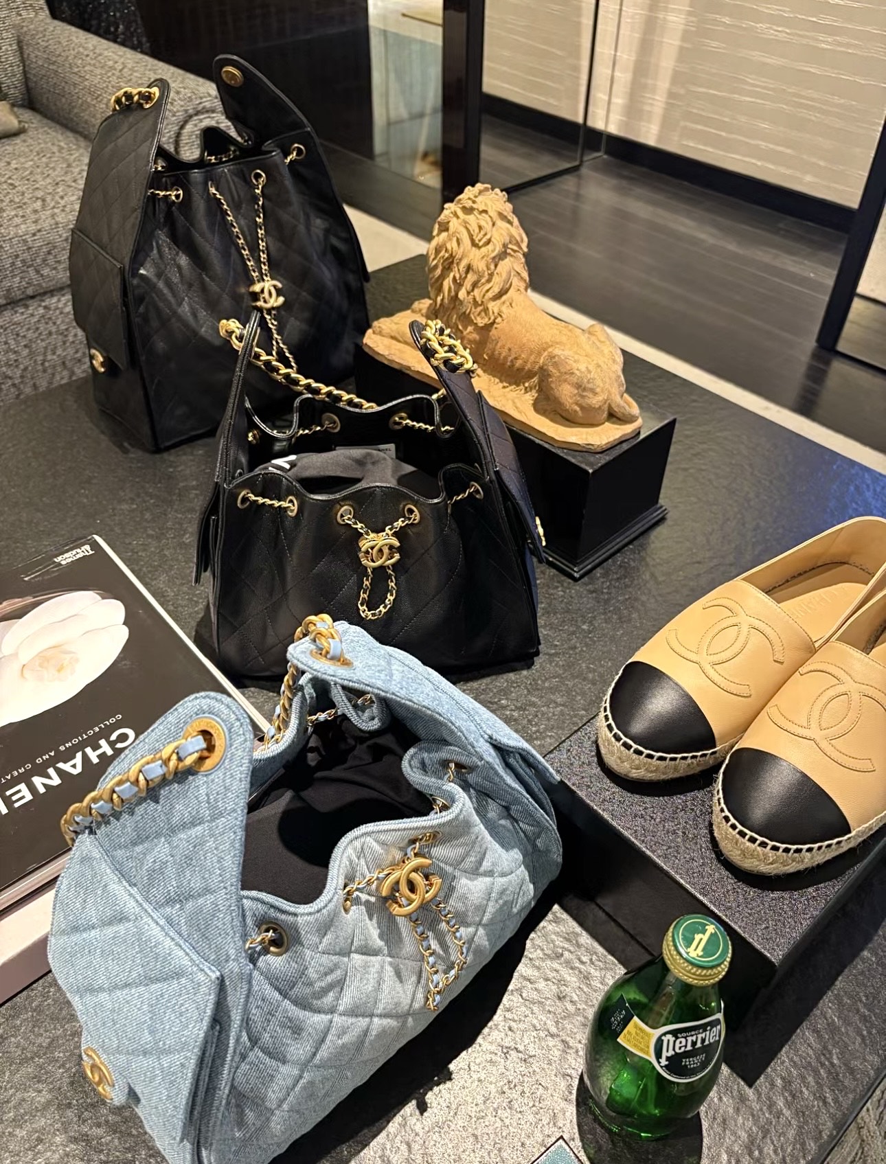 CHANEL Washed Denim Quilted Small Chanel 25 Handbag Blue 1620961