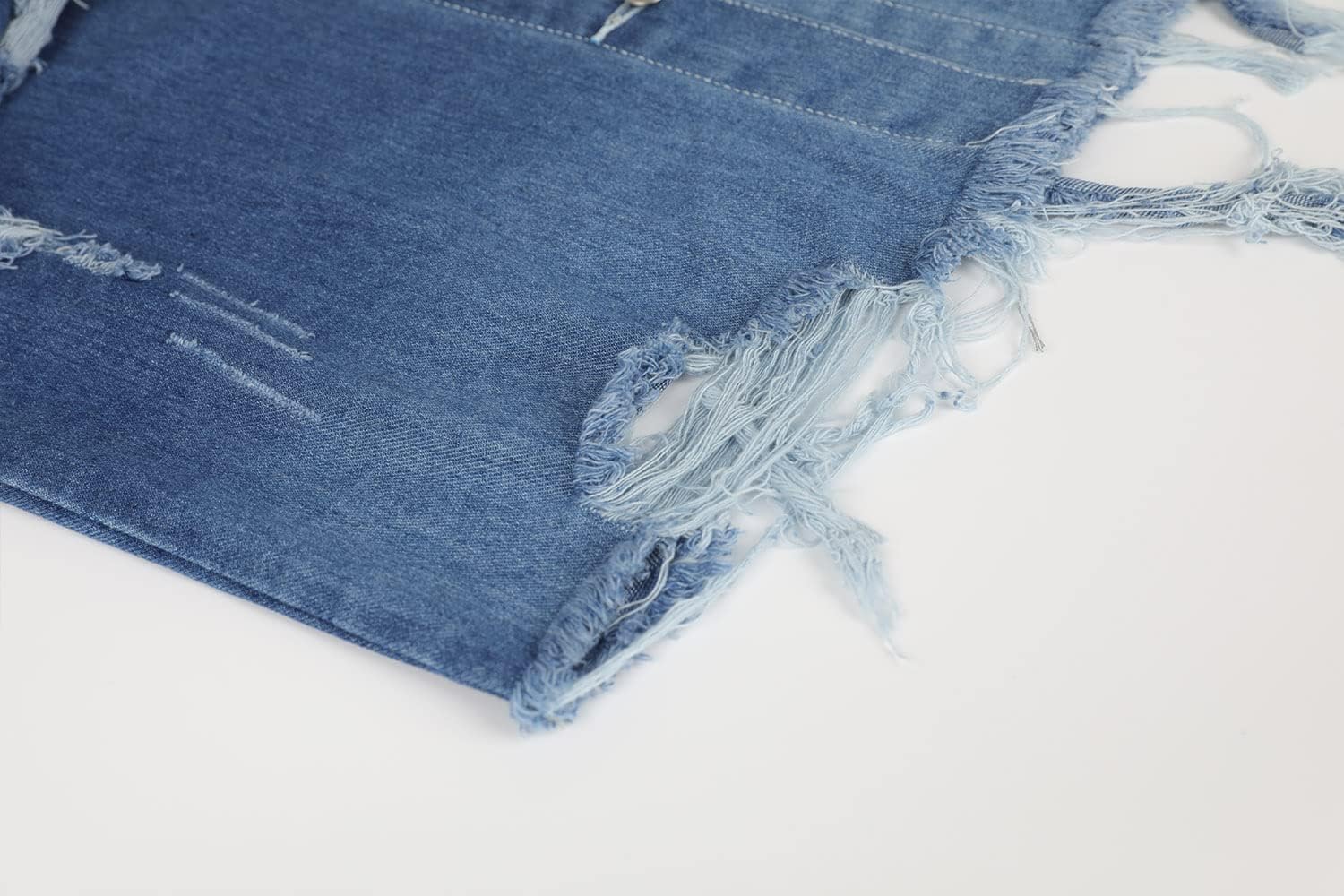 CHARTOU Women’s Casual Distressed Long Sleeve Button Down Shirt Ripped Denim Jacket Jean Coat