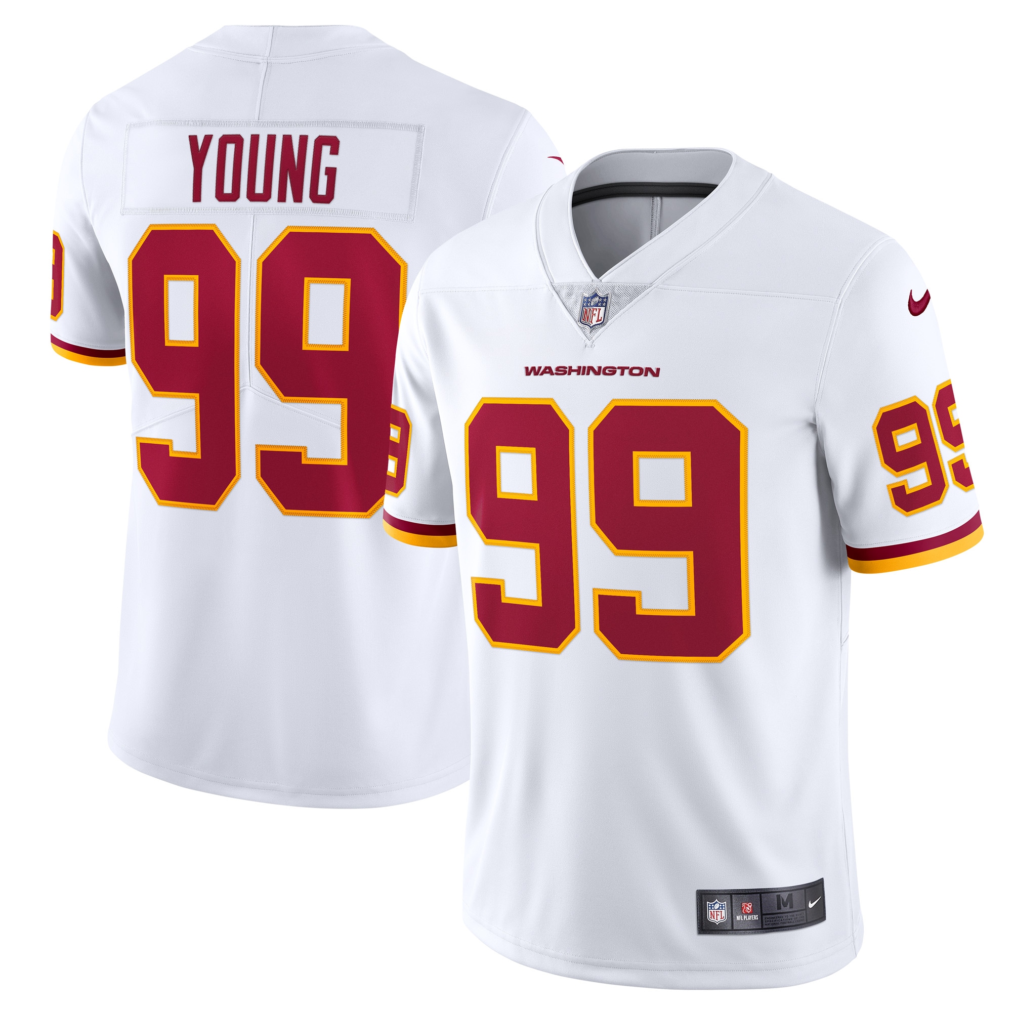 Chase Young Washington Football Team Nike Vapor Limited Jersey – White