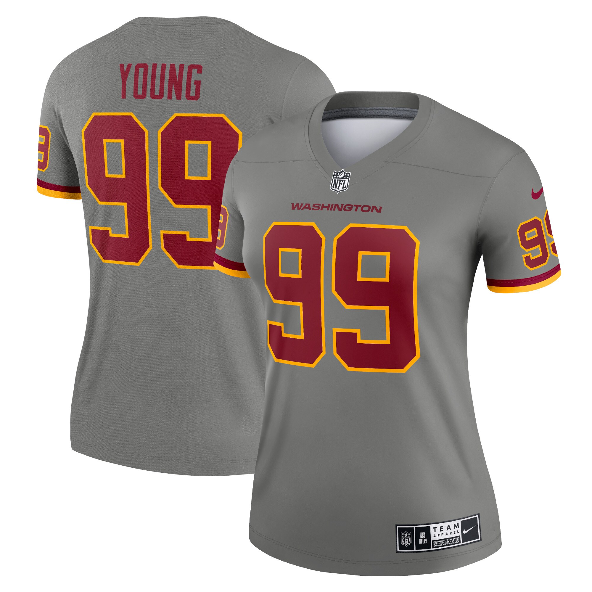 Chase Young Washington Football Team Nike Women's Inverted Legend Jersey - Gray