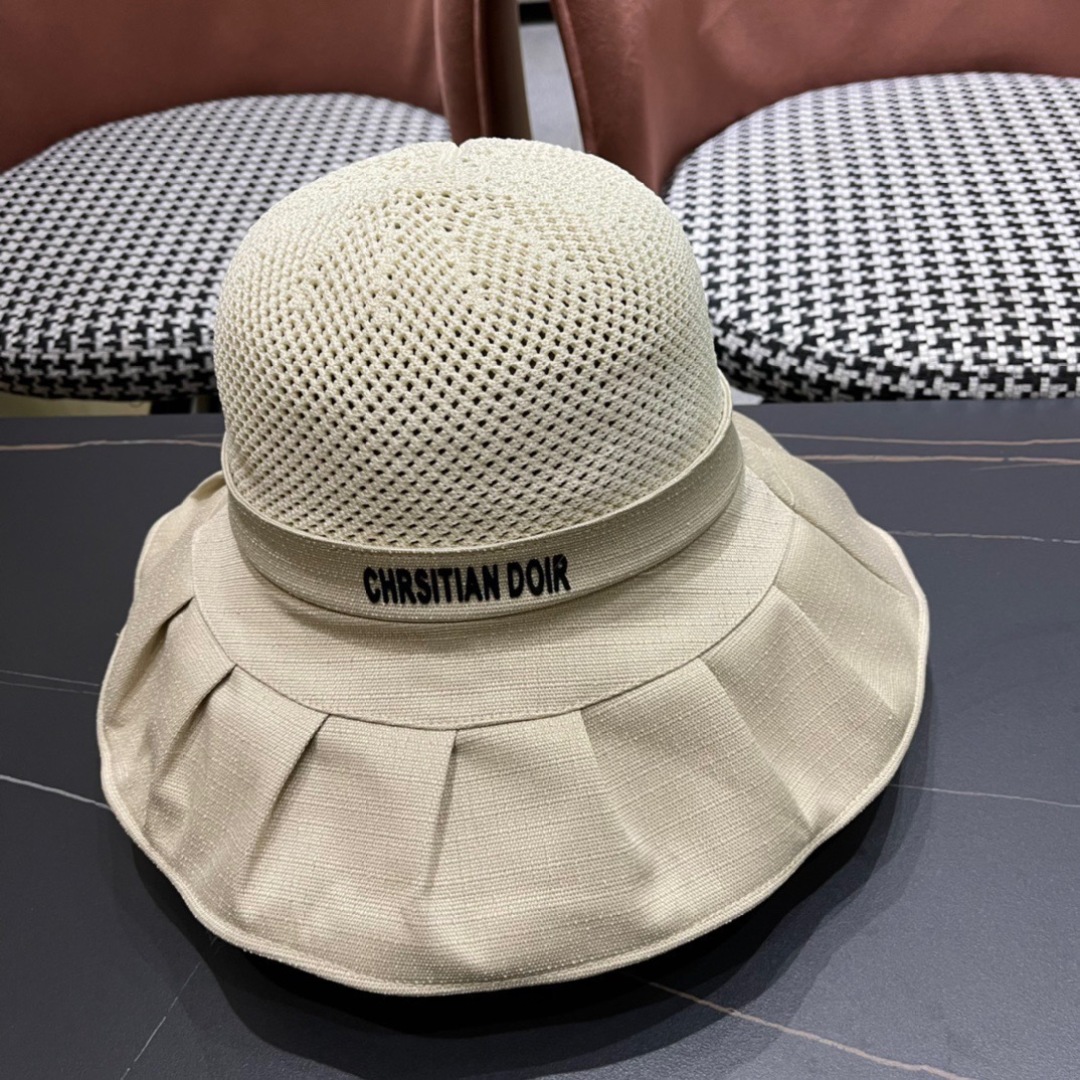 Christian Dior Beige Mesh Bucket Hat - Embroidered Logo