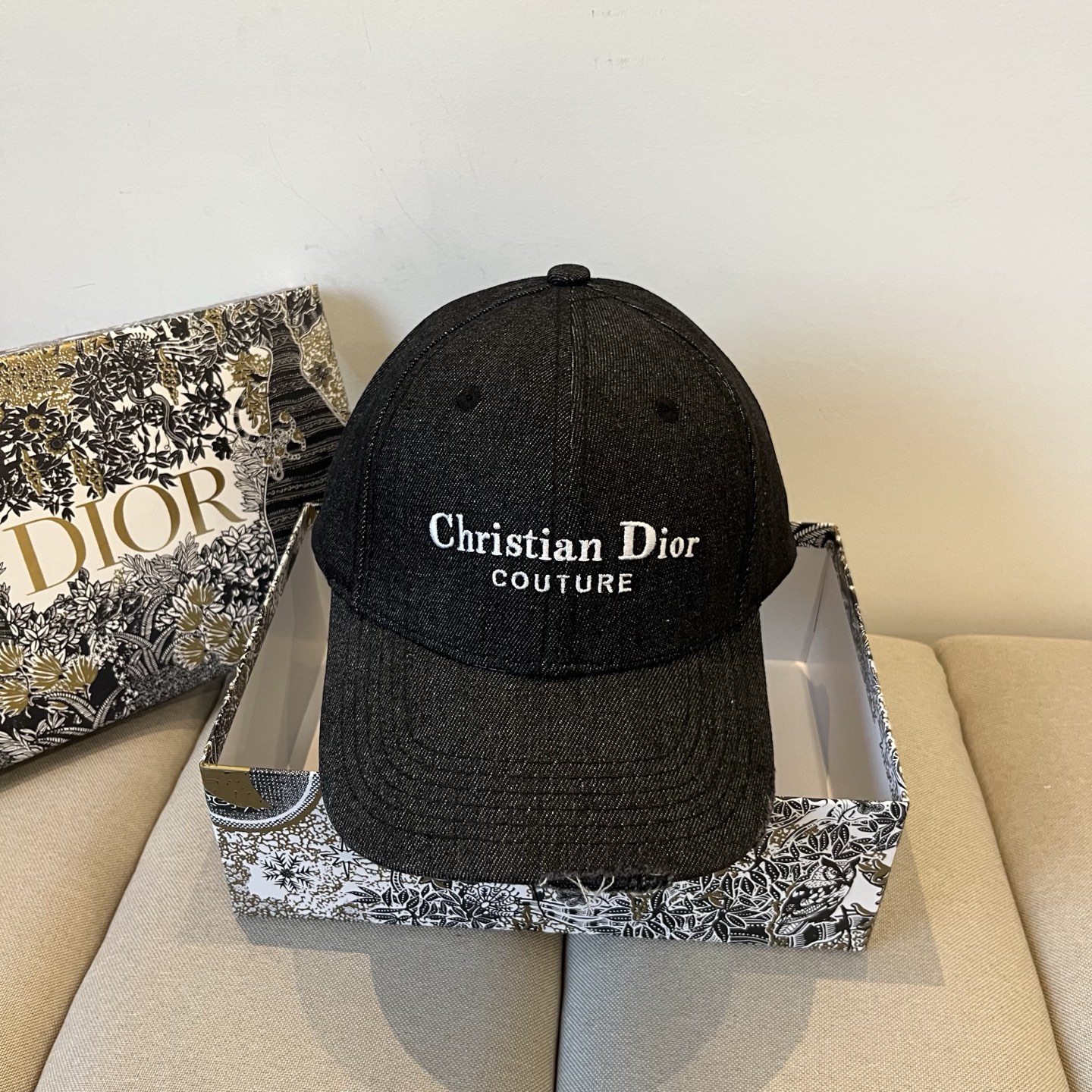Dior Black Denim Cap - Christian Dior Black Denim Baseball Cap