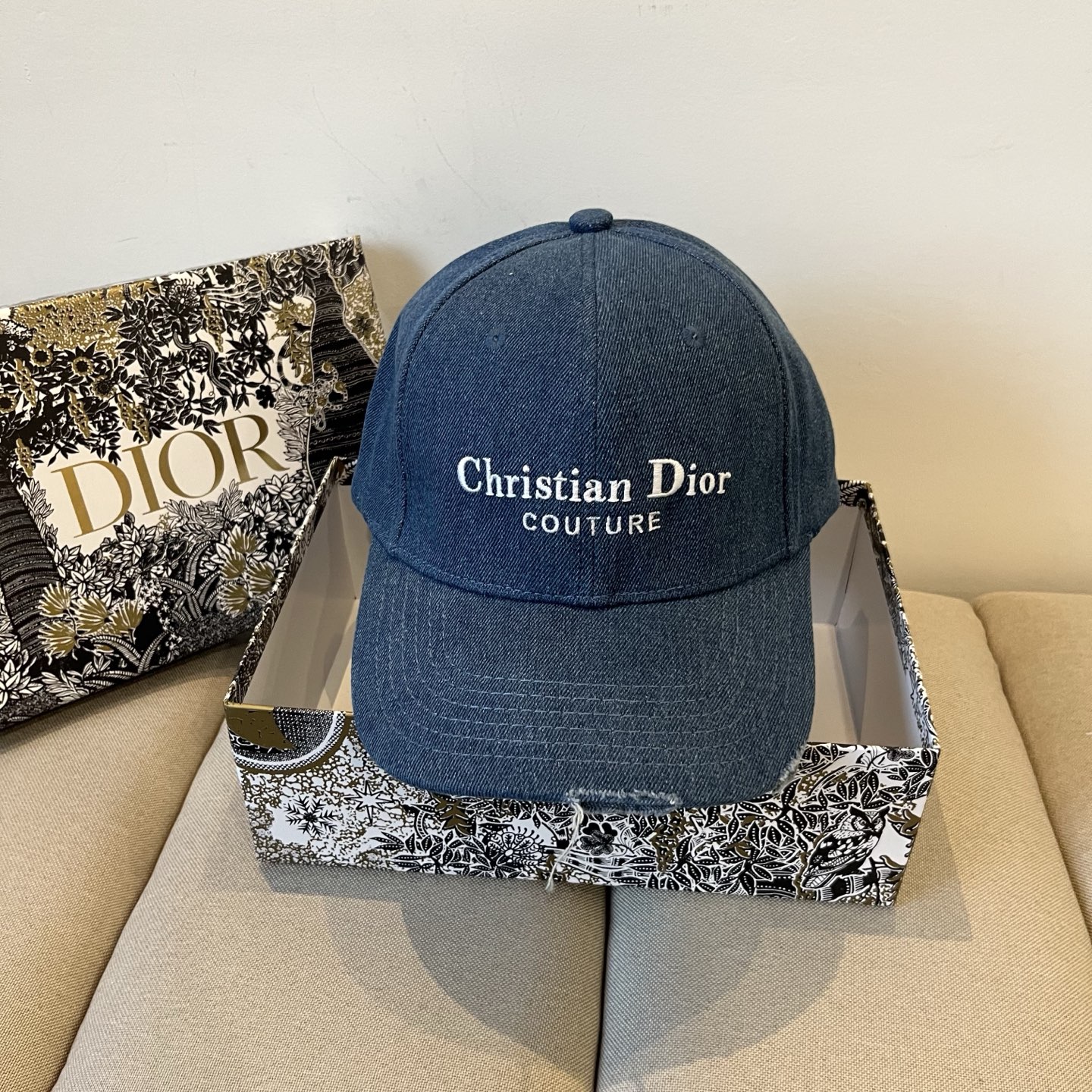 Christian Dior Denim Cap - Christian Dior Denim Couture Cap - Blue