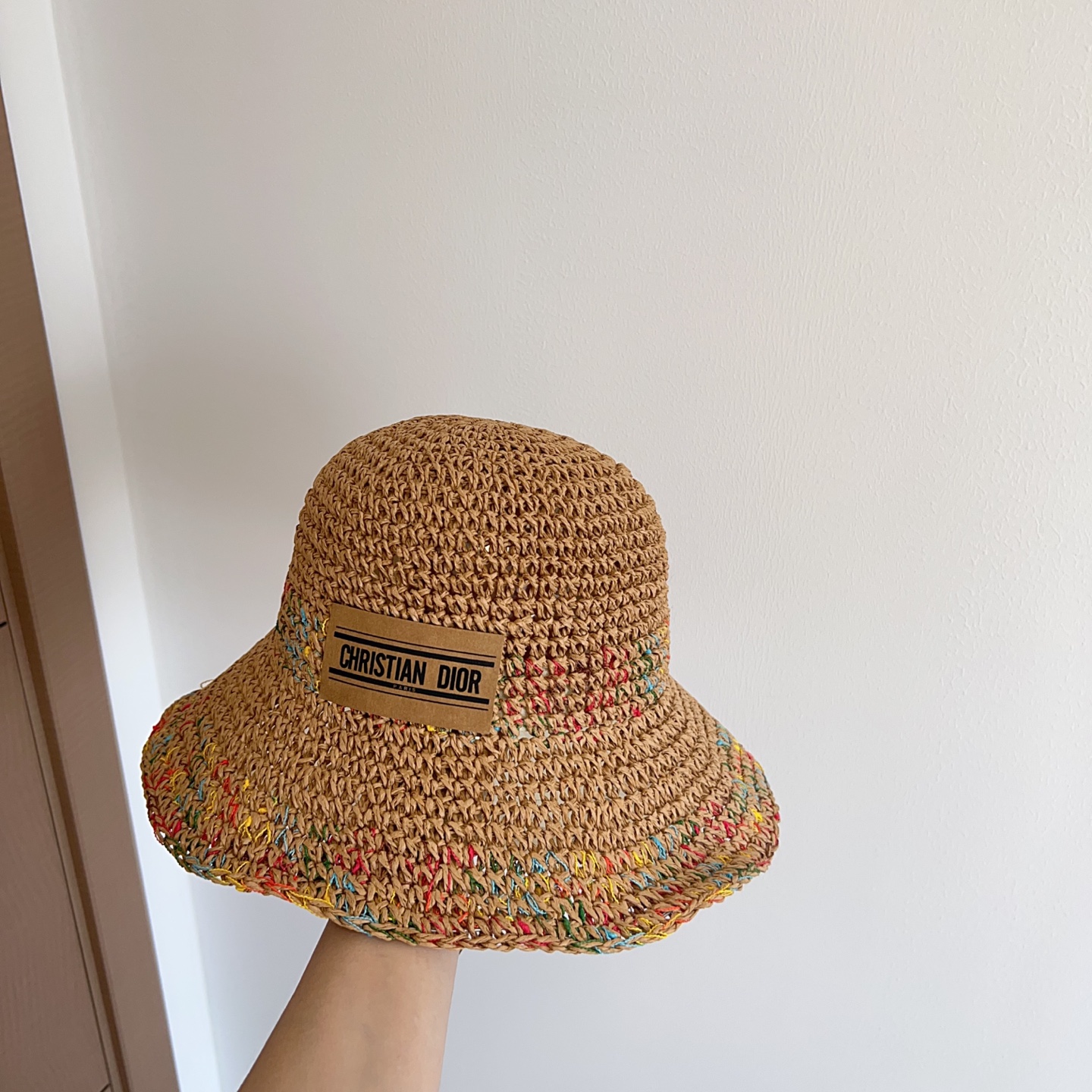 designer Dior Multicolor Straw Bucket Hat - Dior Multicolor Straw