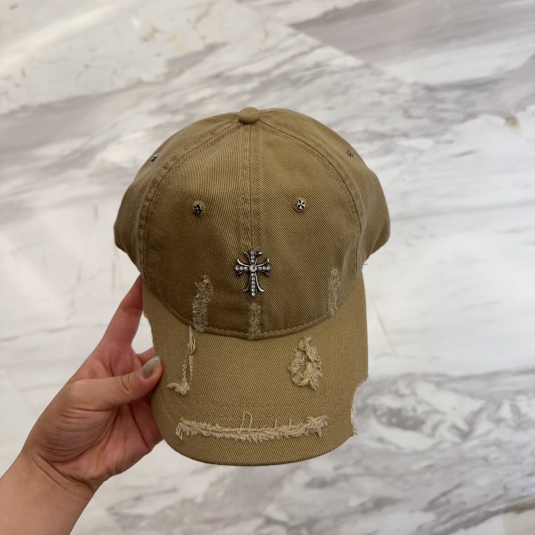 Chrome Hearts Khaki Distressed Cotton Cap