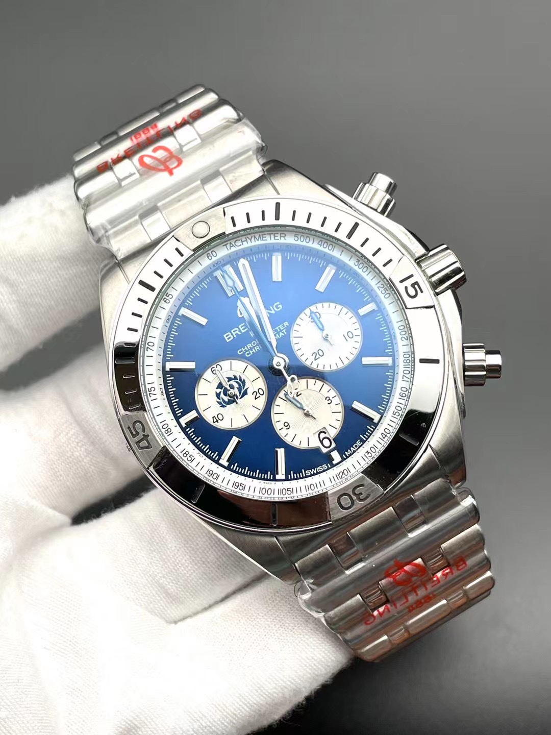 steel Breitling Chronomat Blue Dial - Breitling Chronomat Blue Dial - Image 3