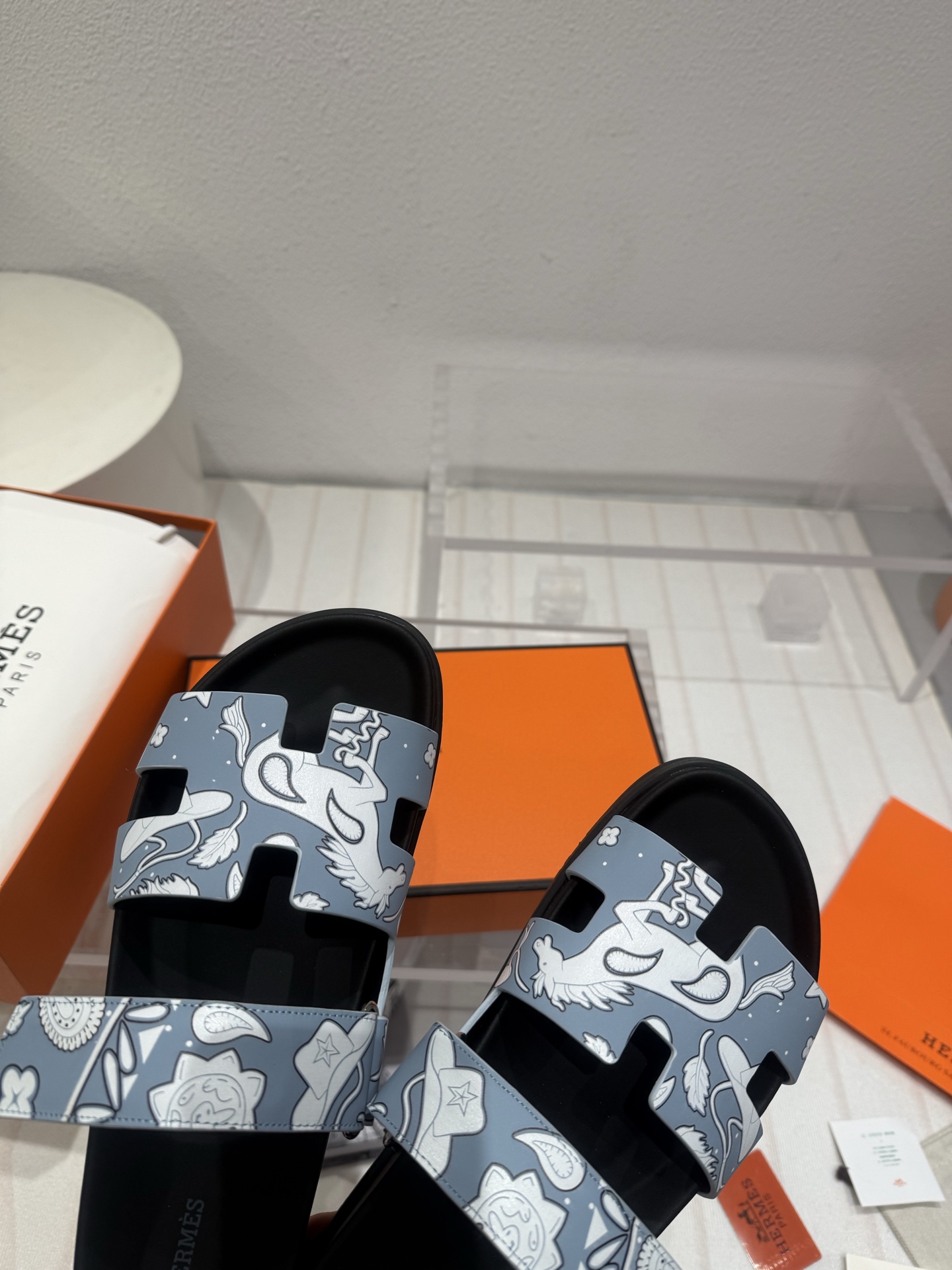 Chypre leather sandal Hermes Blue size