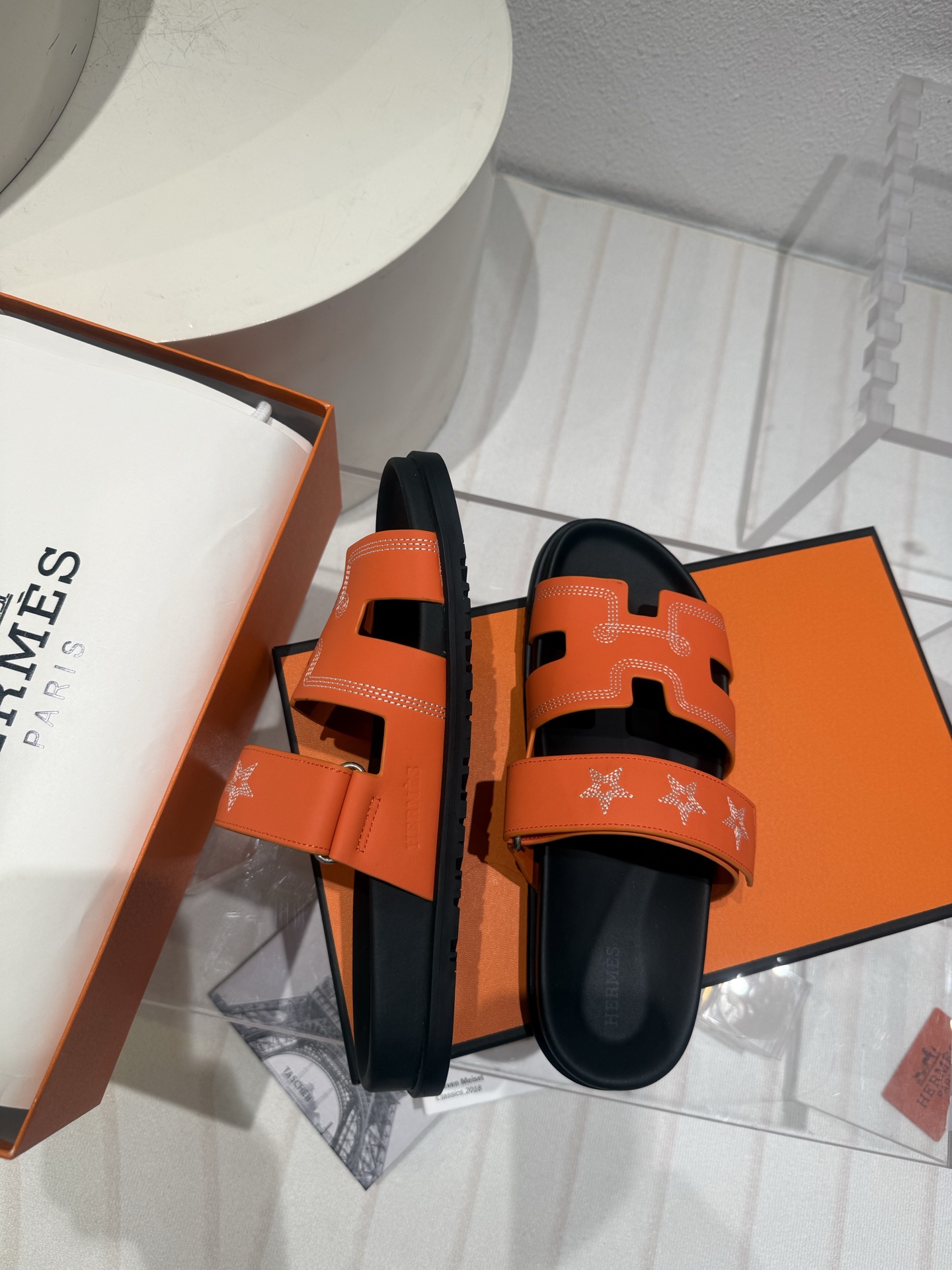 Chypre sandal Hermes Orange size in Suede