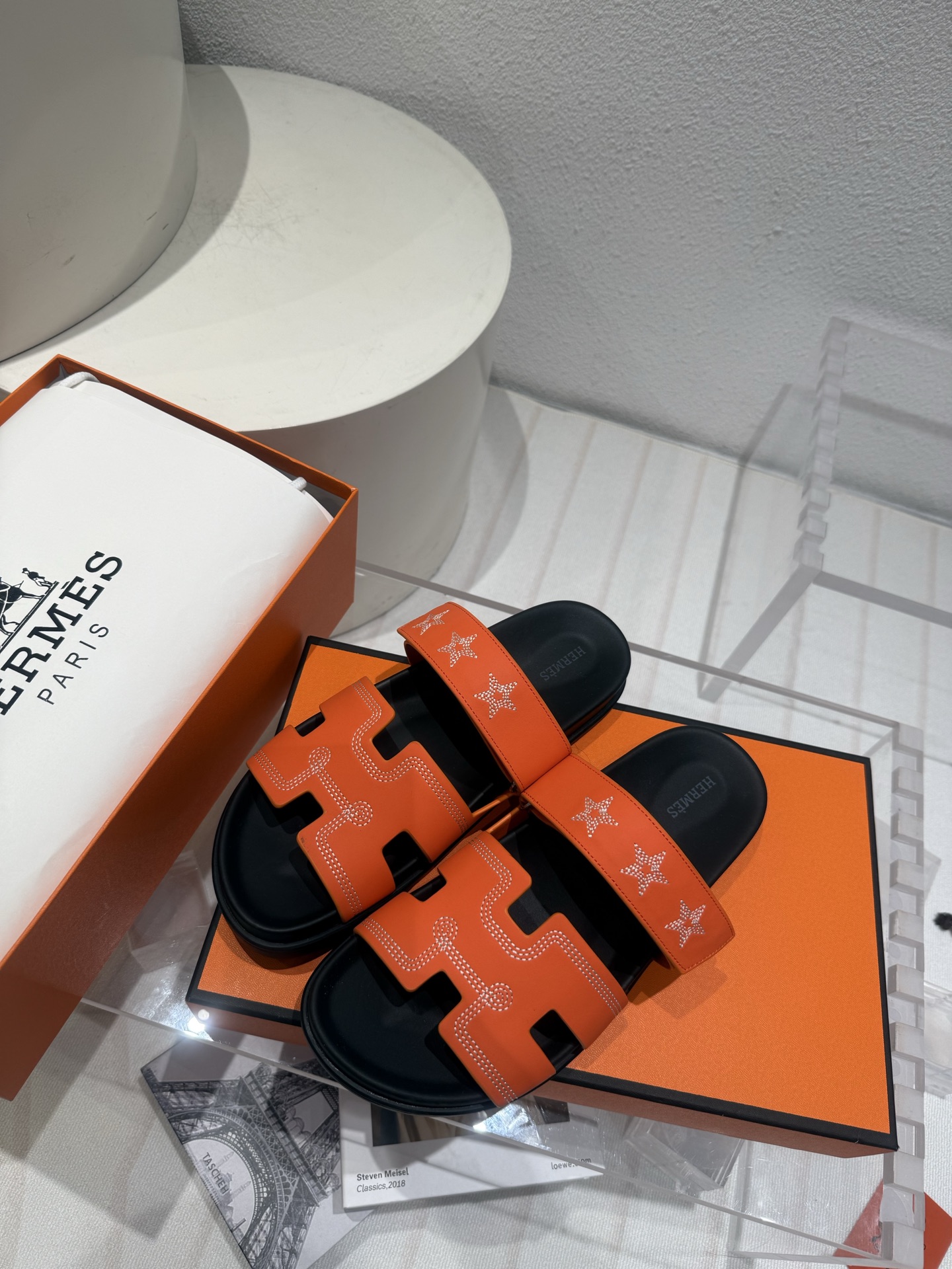 Chypre sandal Hermes Orange size in Suede