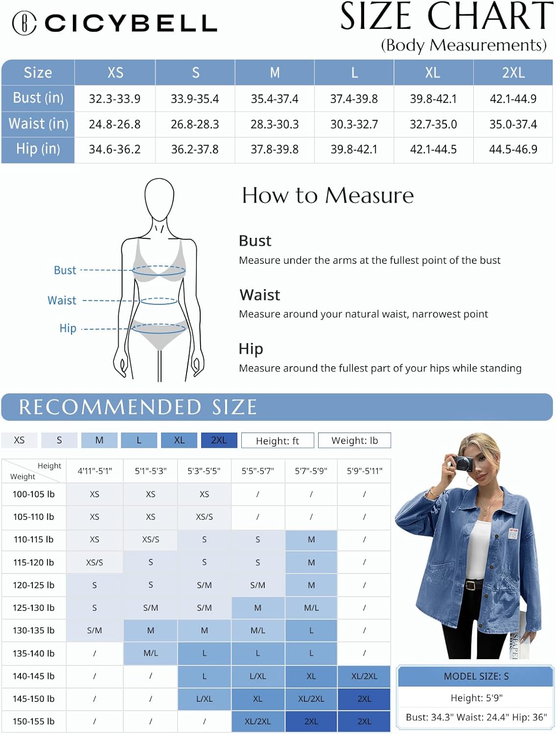 Cicy Bell Womens Oversized Denim Jackets Boyfriends Button Down Utility Jean Jackets Vintage Y2k Fall Coat