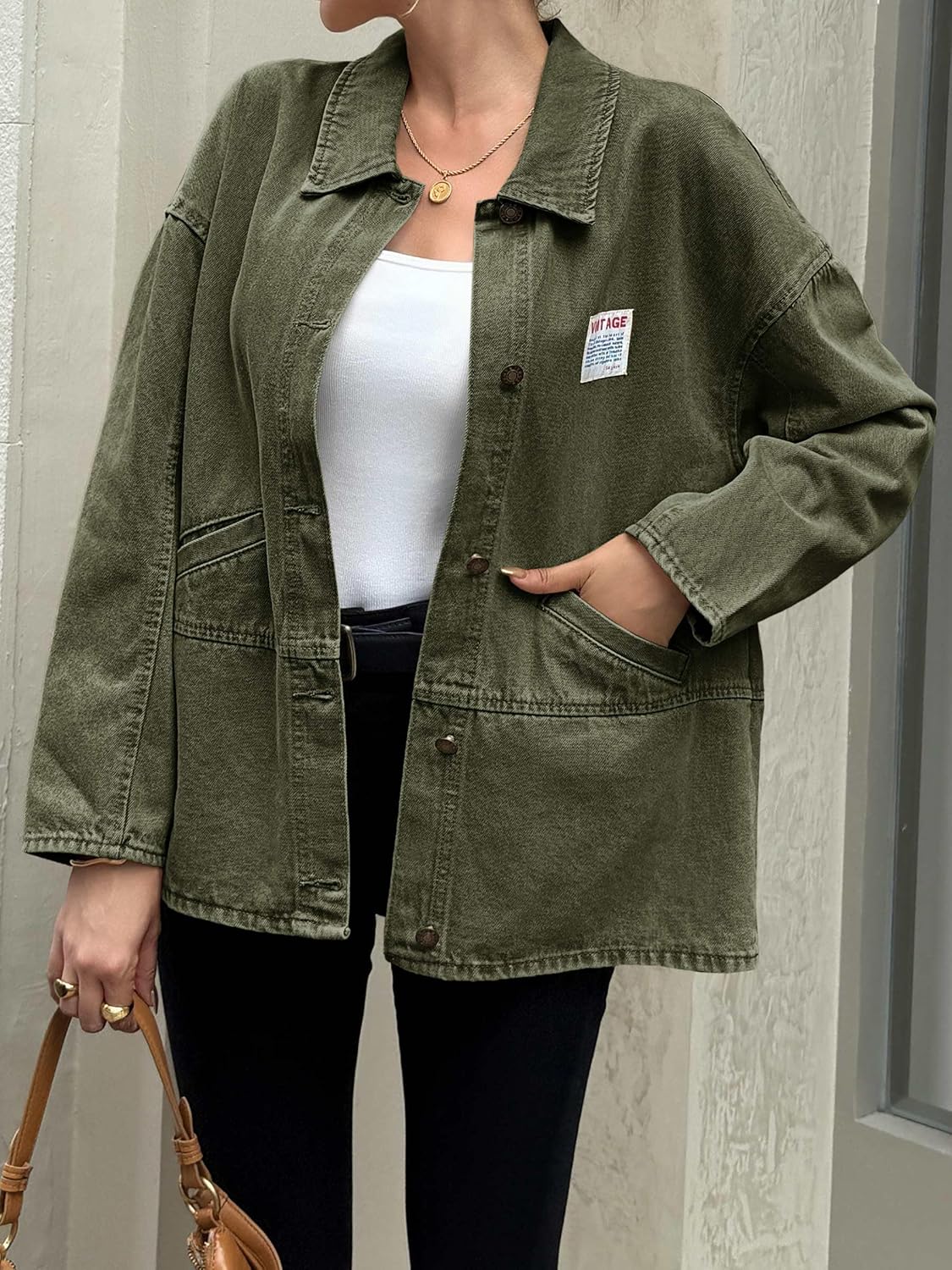 Cicy Bell Womens Oversized Denim Jackets Boyfriends Button Down Utility Jean Jackets Vintage Y2k Fall Coat