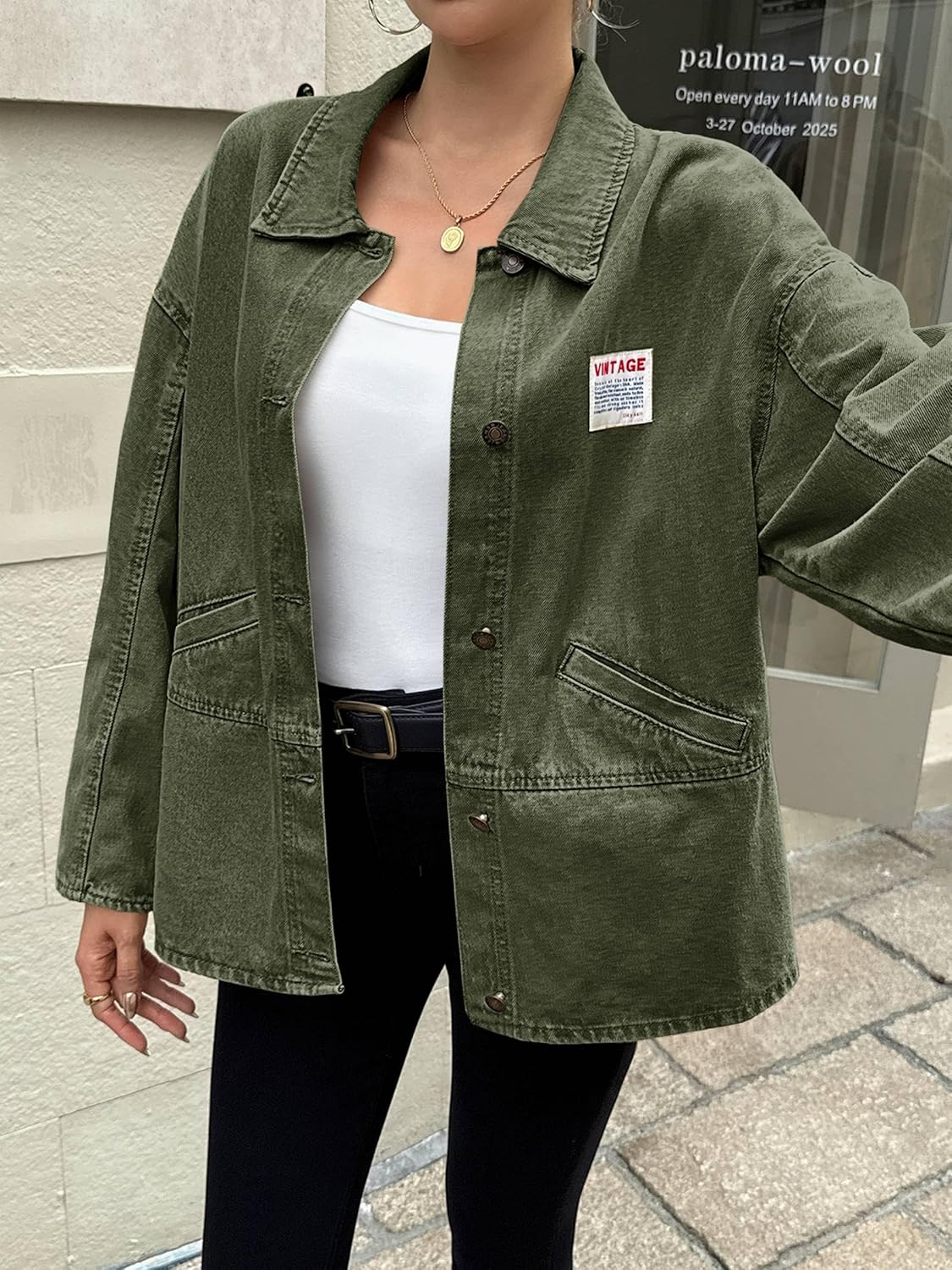 Cicy Bell Womens Oversized Denim Jackets Boyfriends Button Down Utility Jean Jackets Vintage Y2k Fall Coat