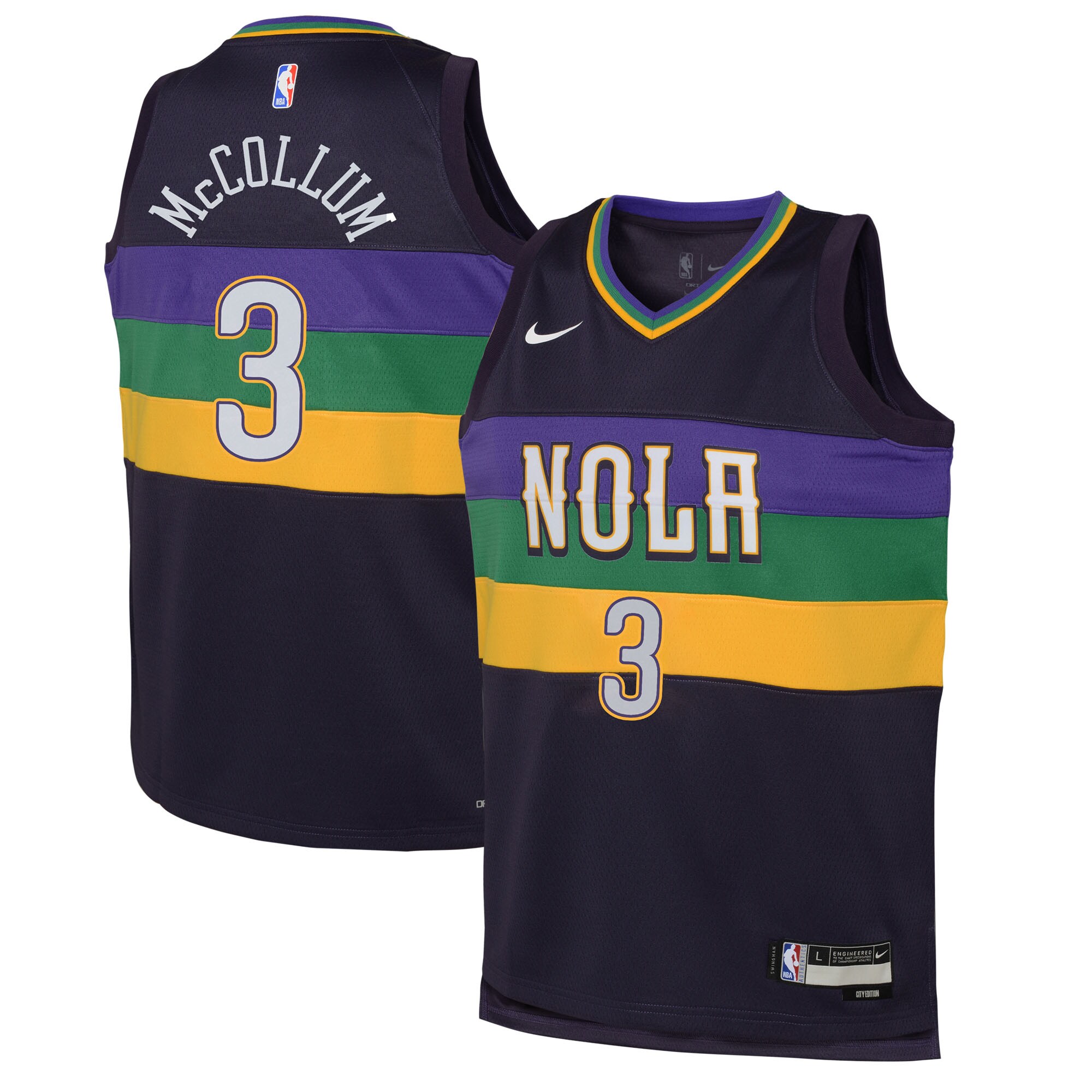 CJ McCollum New Orleans Pelicans Nike Youth Swingman Jersey – City Edition – Purple