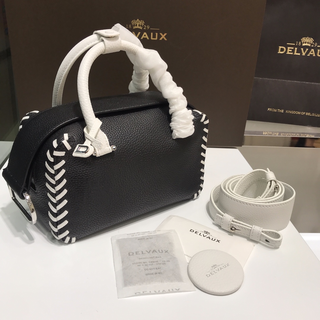 Cool box leather handbag Delvaux Multicolour in Leather bag black