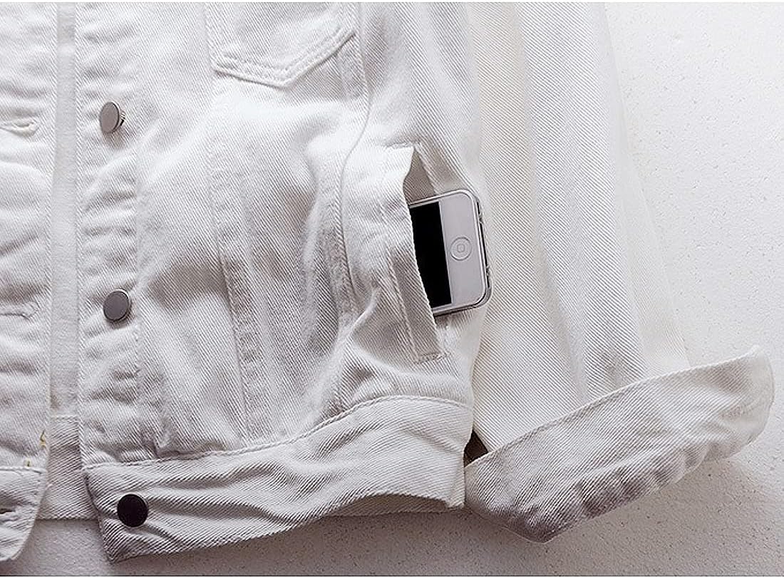 COWOKA Women’s Denim Cotton Button Closed Long Sleeve Solid Color Jacket With Pockets