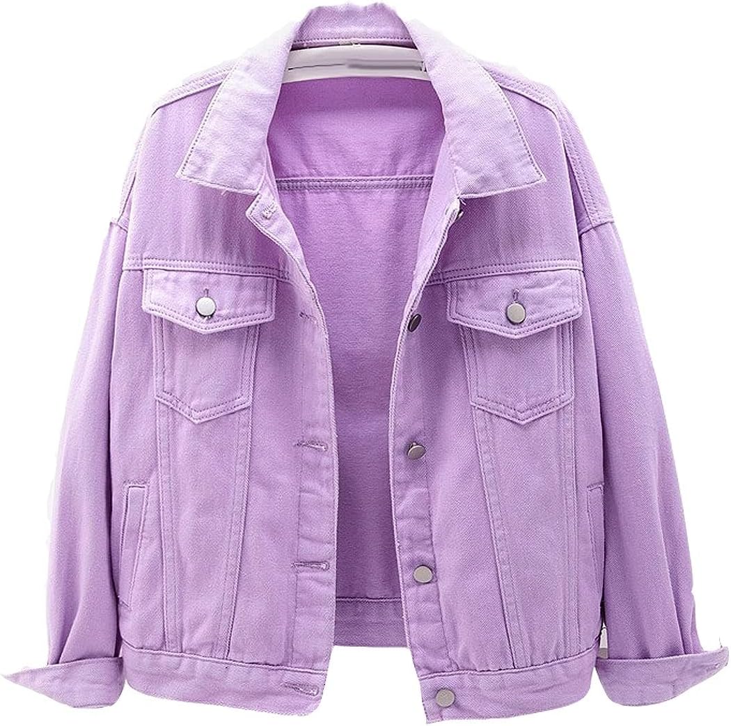 COWOKA Women’s Denim Cotton Button Closed Long Sleeve Solid Color Jacket With Pockets