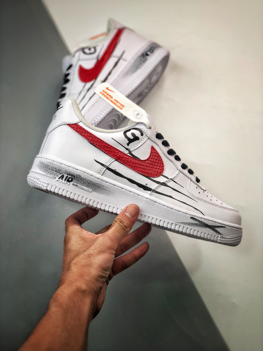 Csutom Nike Air Force 1 White Red Black