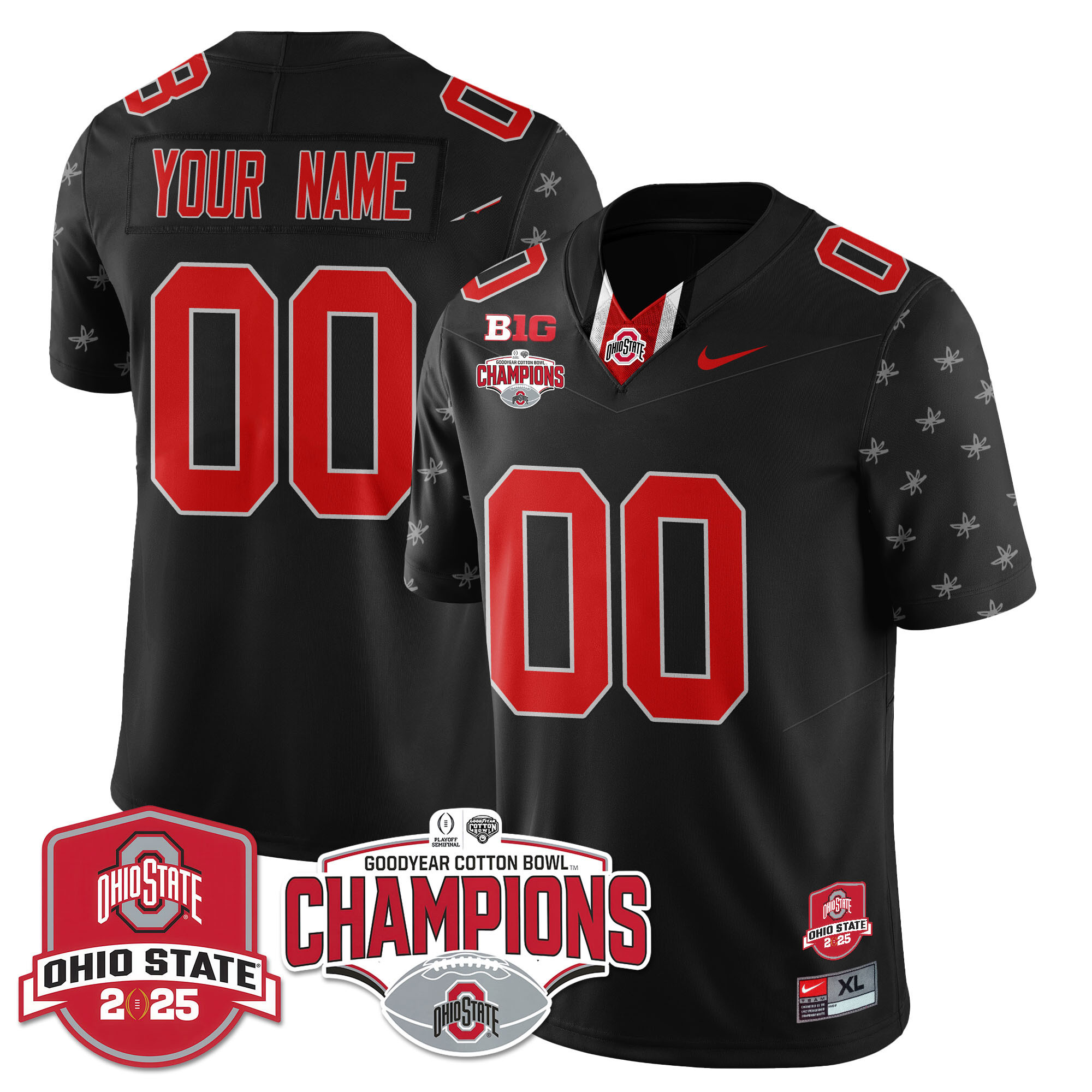 Custom Gender/Name Ohio State Buckeyes 2024 Cotton Bowl Champions Jersey N1 – All Stitched