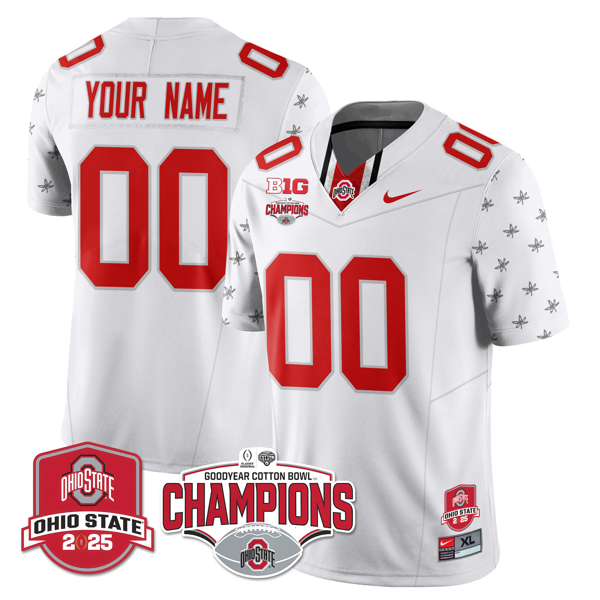 Custom Gender/Name Ohio State Buckeyes 2024 Cotton Bowl Champions Jersey N1 – All Stitched