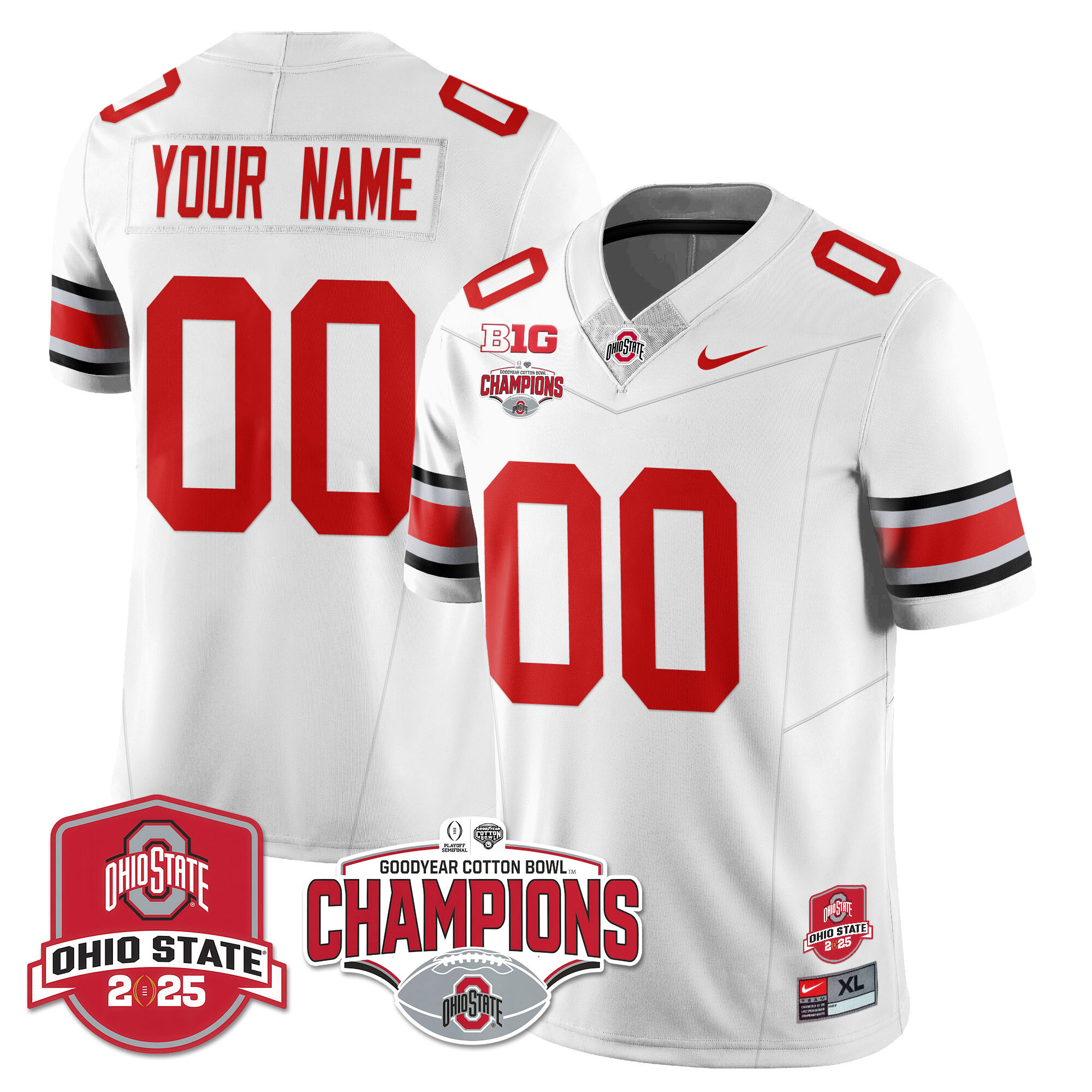 Custom Gender/Name Ohio State Buckeyes 2024 Cotton Bowl Champions Jersey N1 – All Stitched