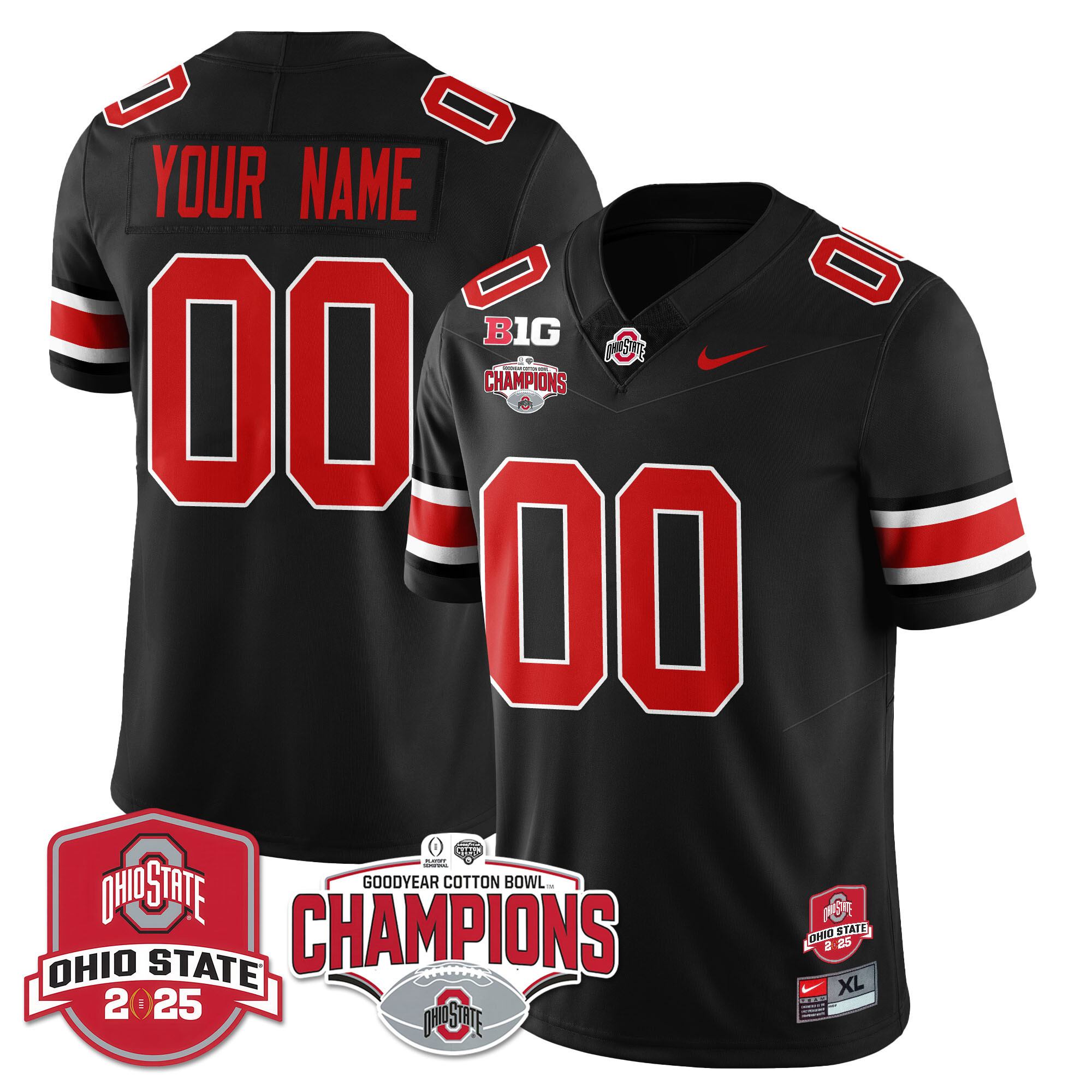 Custom Gender/Name Ohio State Buckeyes 2024 Cotton Bowl Champions Jersey N1 – All Stitched