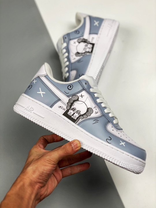 Custom x Kaws Nike Air Force 1 Low Blue White