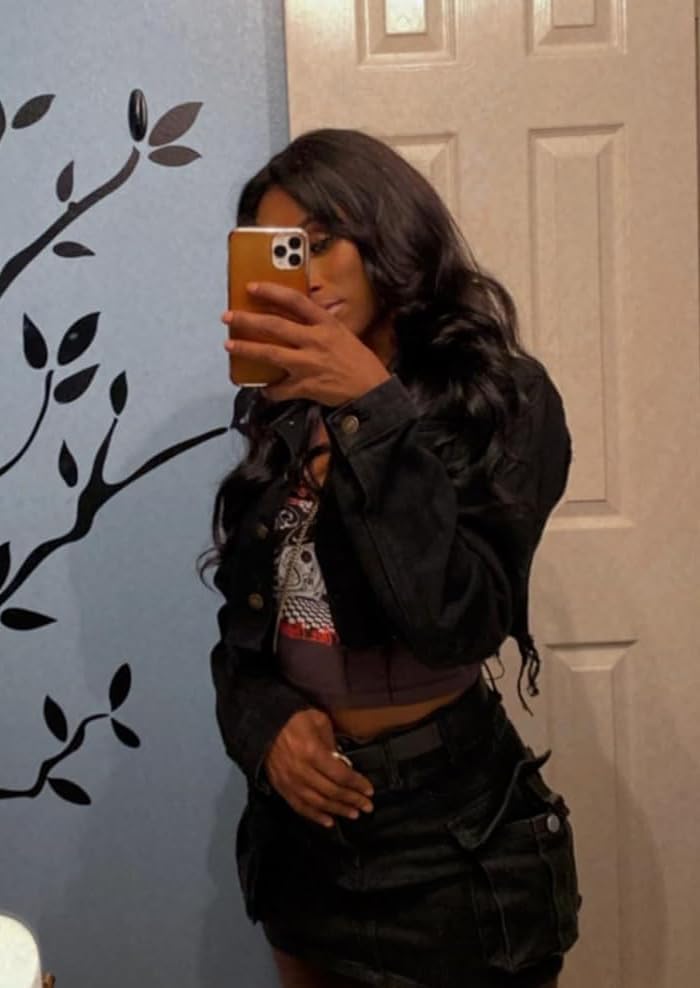 CutieLove Women’s Cropped Denim Jackets Long Sleeve Destroyed Crop Top Casual Jean Coat