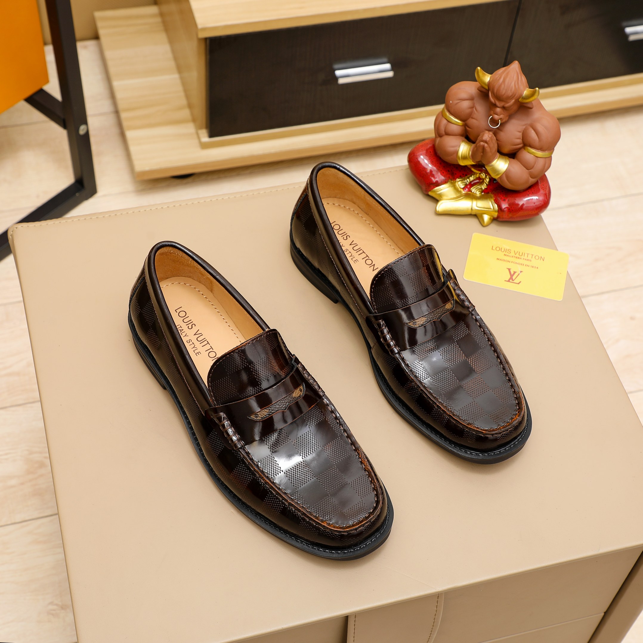 Louis Vuitton Brown Damier Leather Loafers - Classic Style
