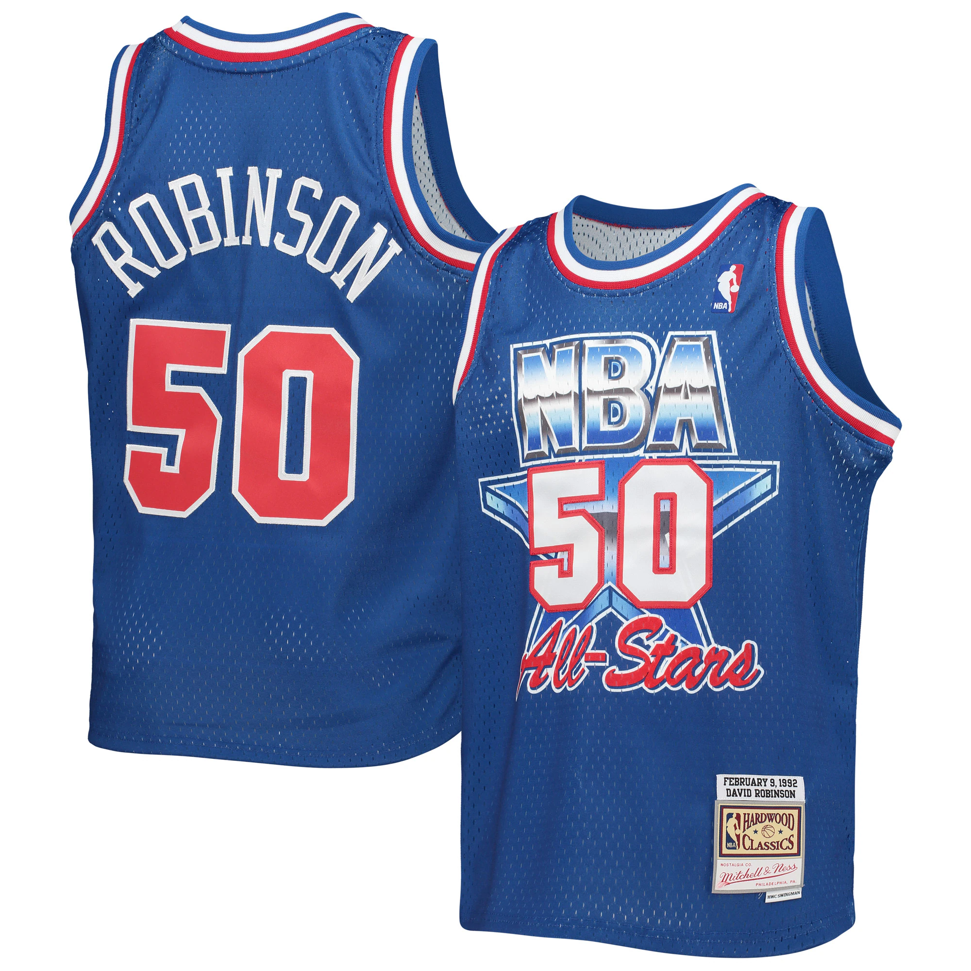 David Robinson Western Conference Mitchell & Ness Youth 1992 NBA All-Star Game Hardwood Classics Swingman Jersey - Blue