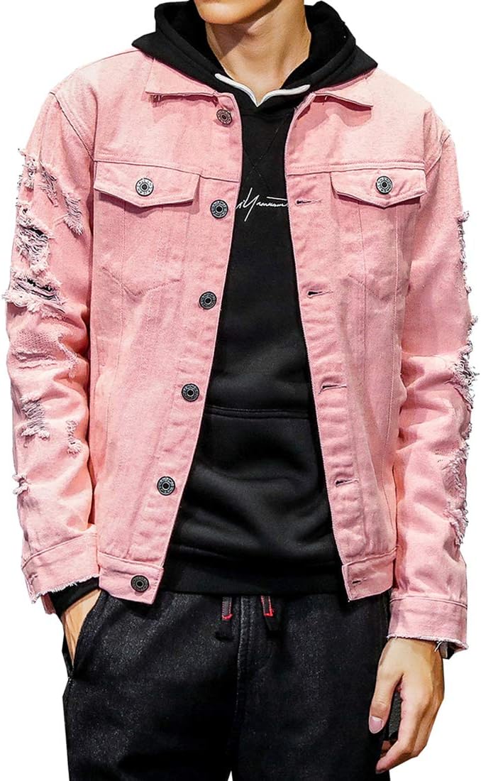 DAVID.ANN Men’s Denim Jacket Slim Fit Trucker Coat