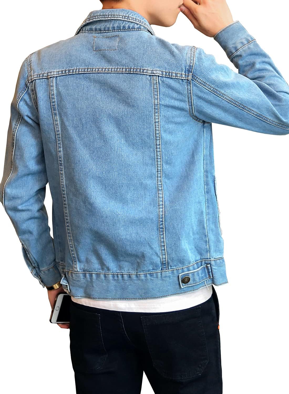 DAVID.ANN Men’s Denim Jacket Slim Fit Trucker Coat