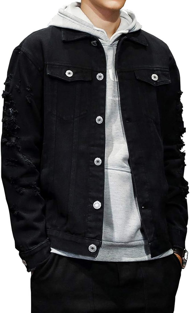 DAVID.ANN Men’s Denim Jacket Slim Fit Trucker Coat