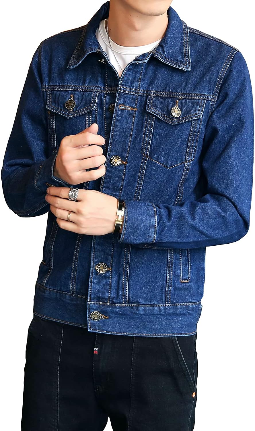 DAVID.ANN Men’s Denim Jacket Slim Fit Trucker Coat