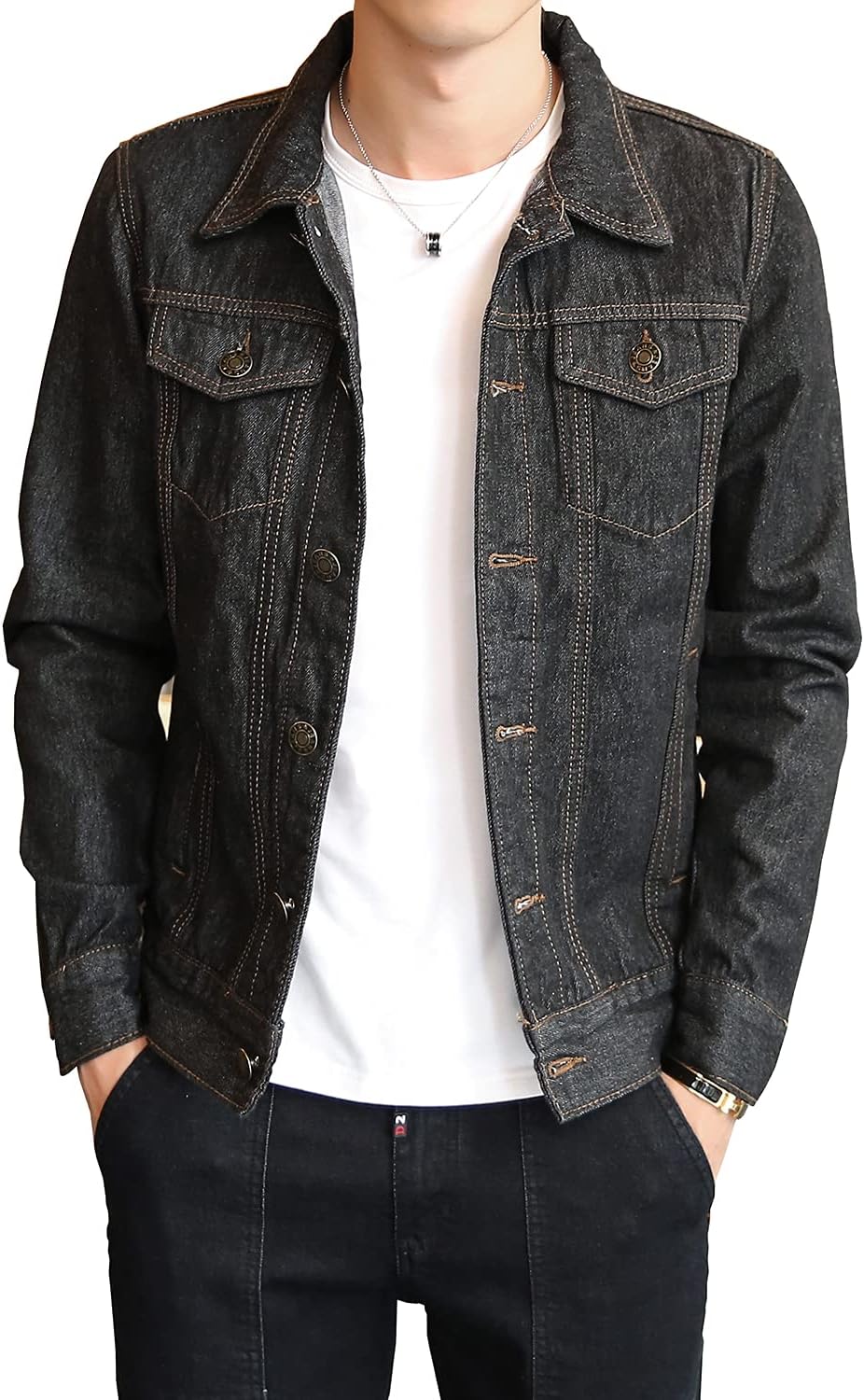 DAVID.ANN Men’s Denim Jacket Slim Fit Trucker Coat