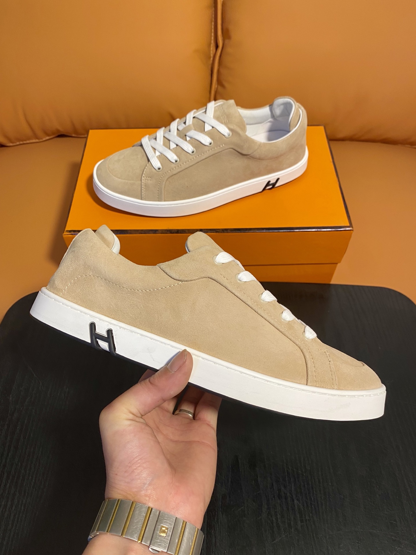 Deep trainers Hermes Beige size EU in Suede