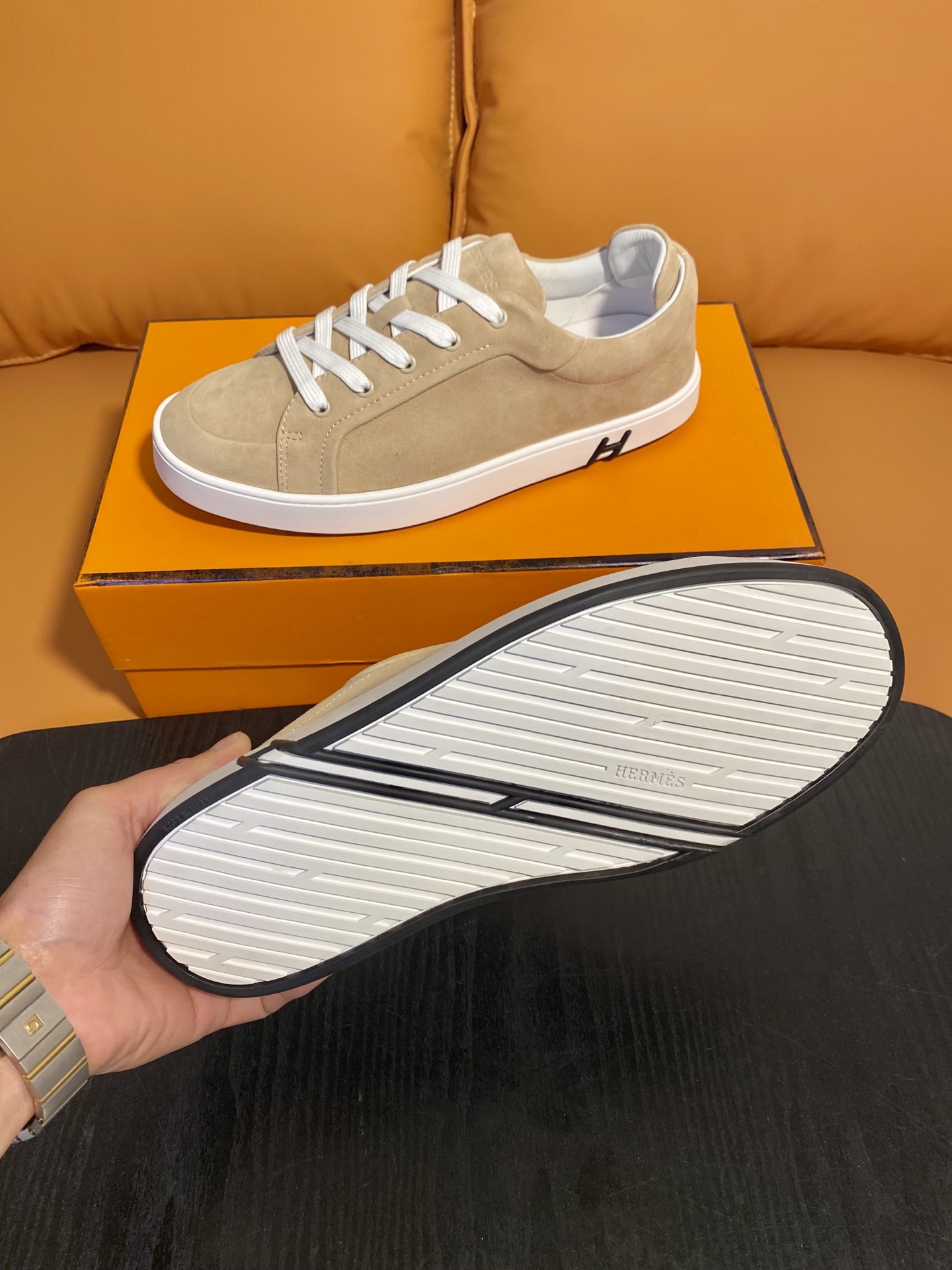 Deep trainers Hermes Beige size EU in Suede