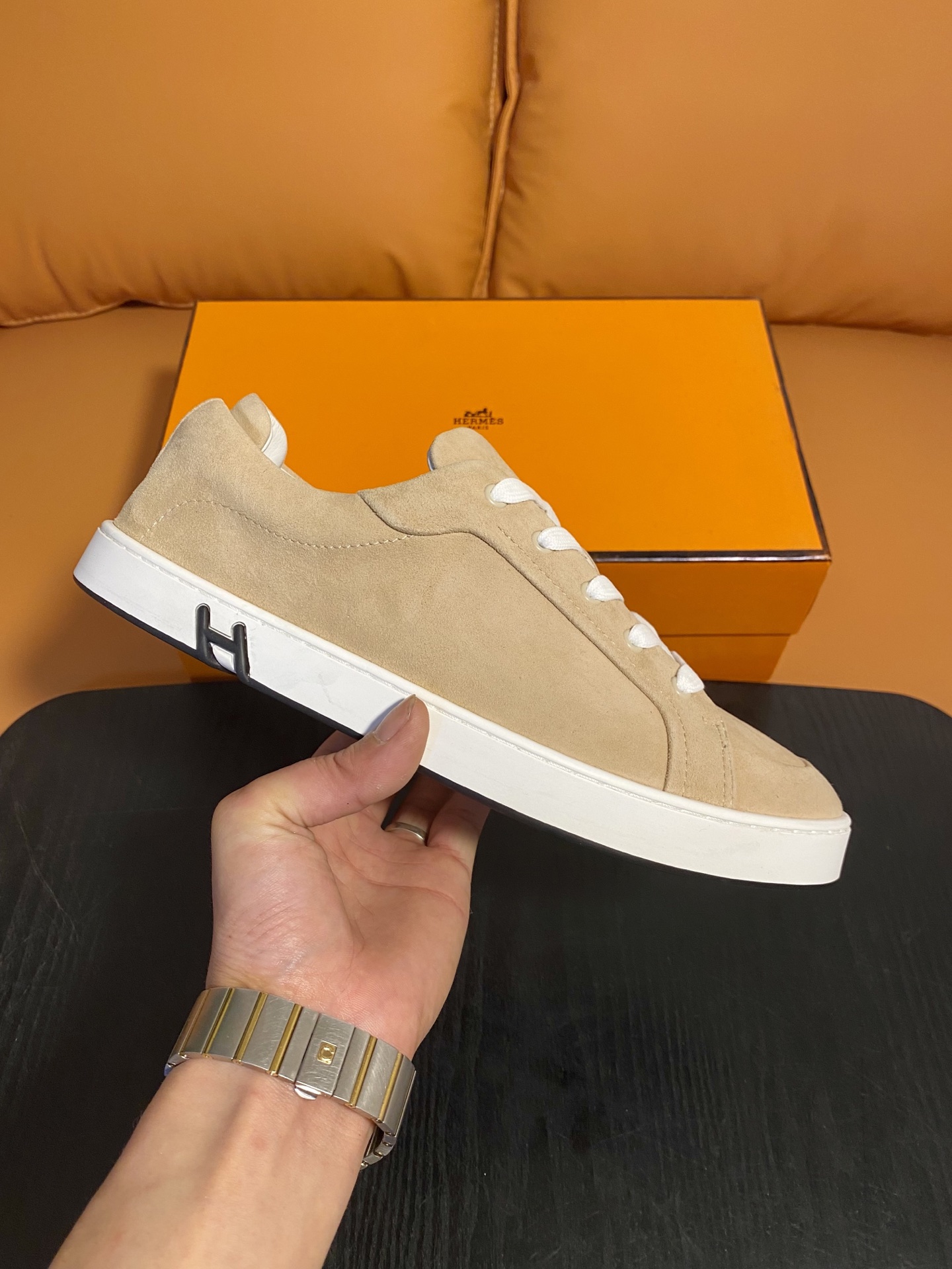 Deep trainers Hermes Beige size EU in Suede