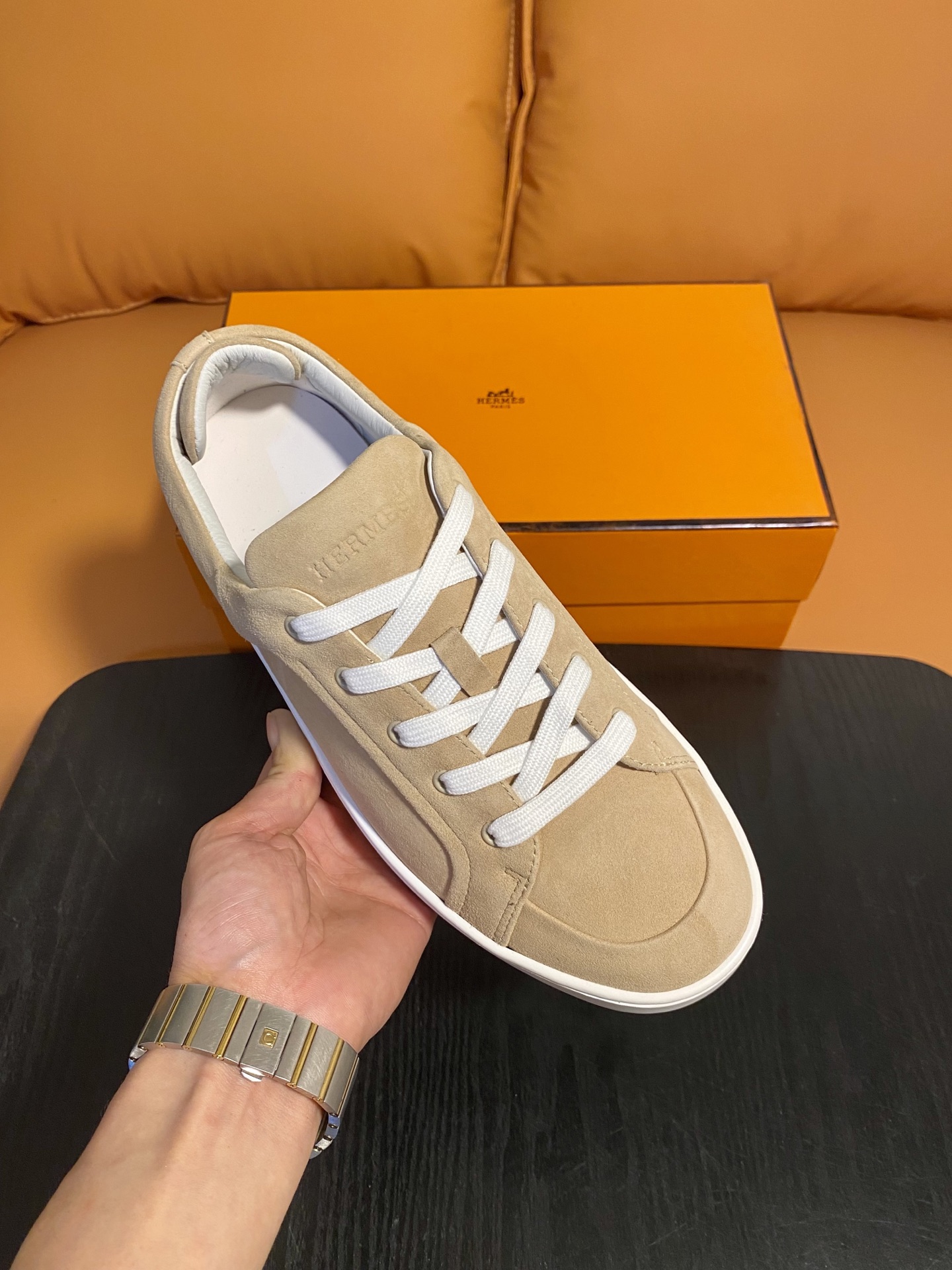 Deep trainers Hermes Beige size EU in Suede