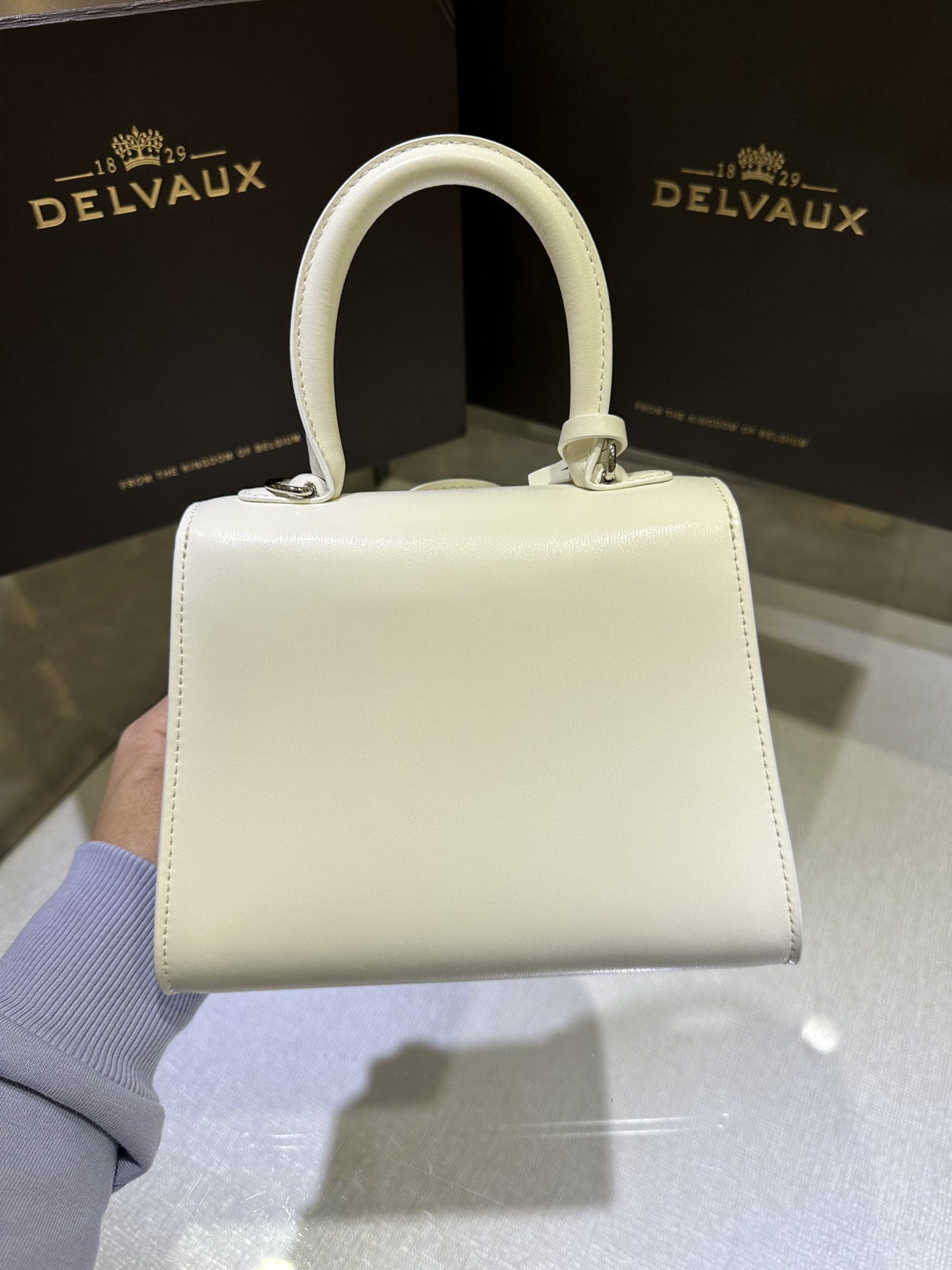 DELVAUX Box Calfskin Mini Brillant Satchel Ivory white1150223
