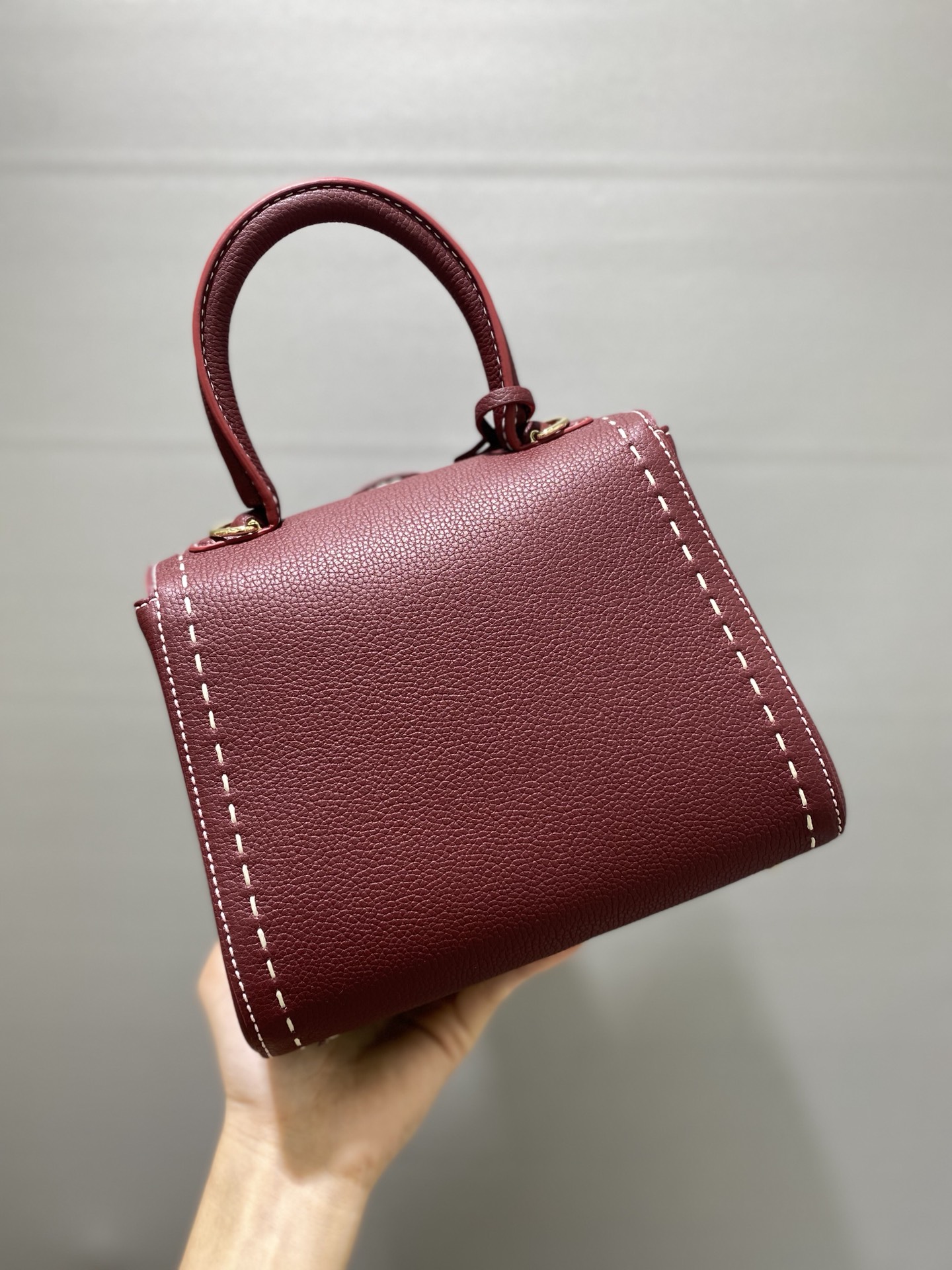 Delvaux Brillant Togo Leather Plum Red Bag