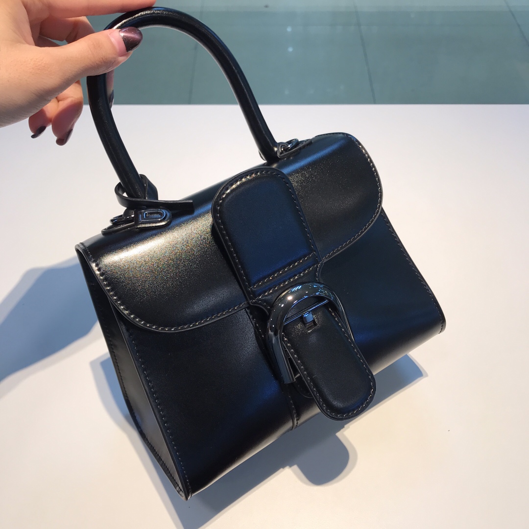 Delvaux Brillant Top Handle Bag Leather Mini Black 777121