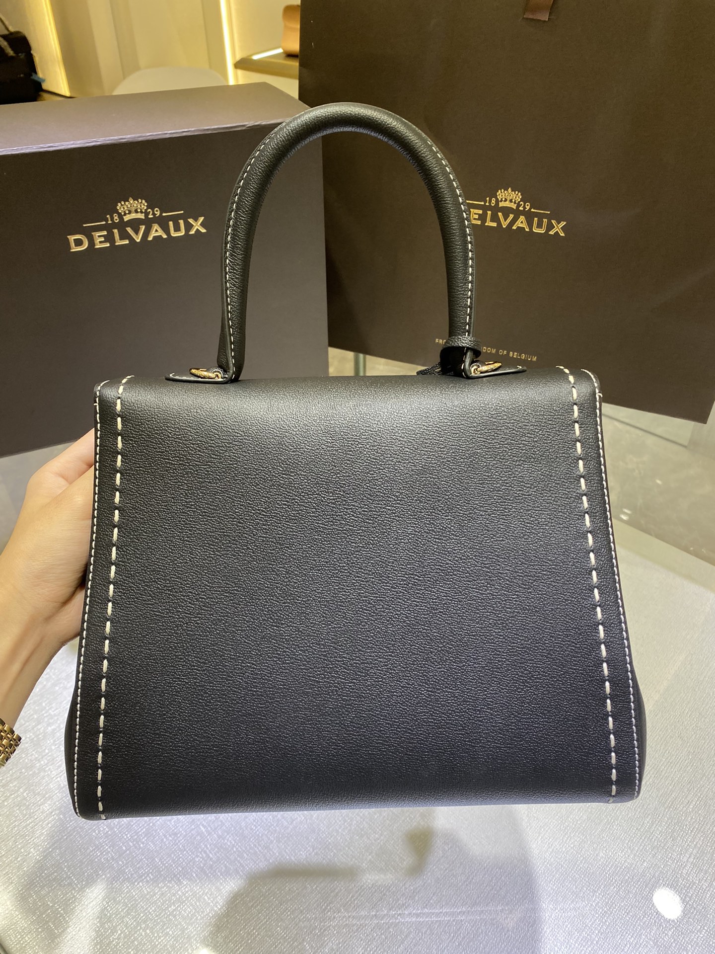Delvaux Brilliant Topstitched - Vintage Counter  bag black
