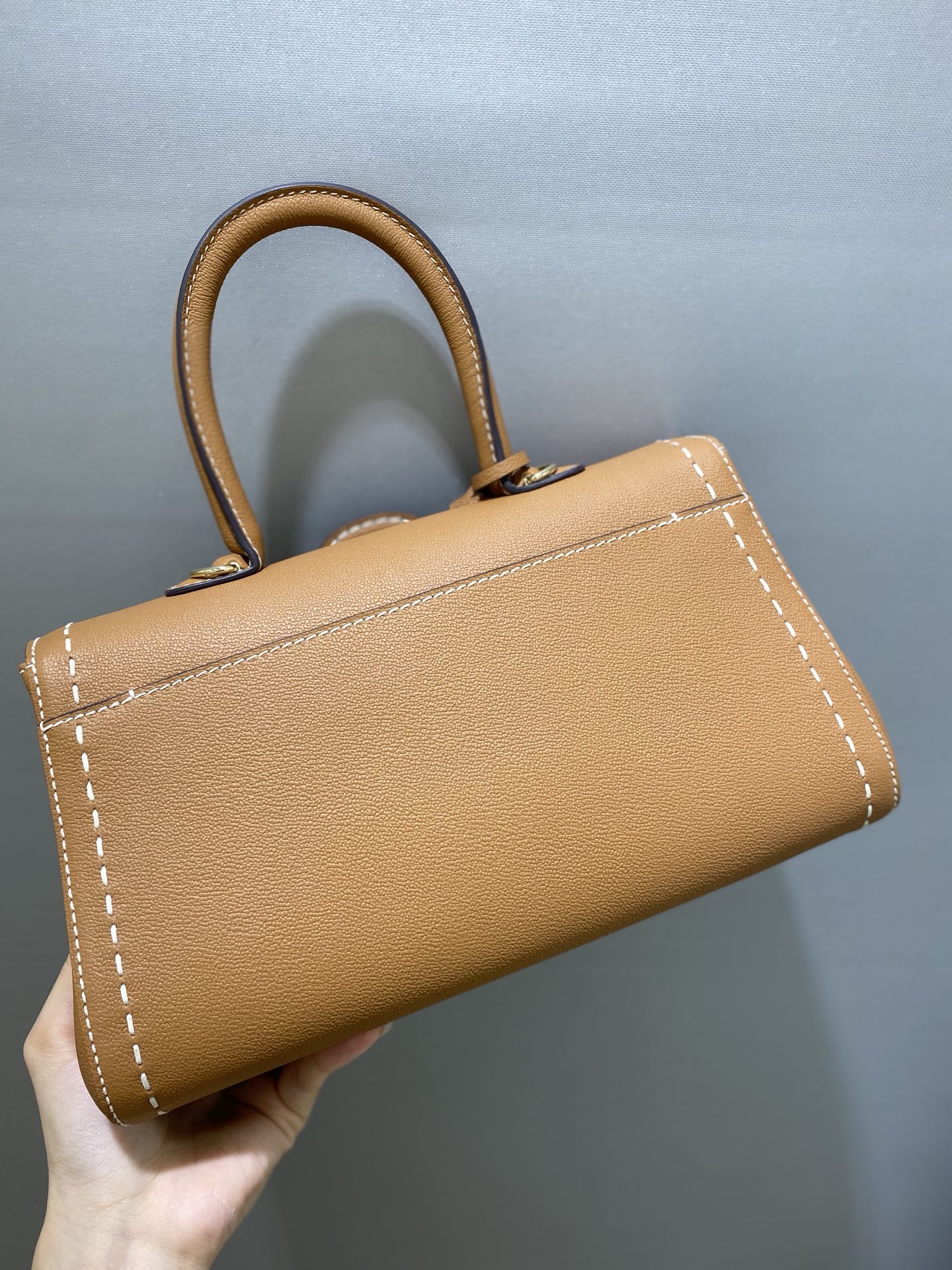 Delvaux Brown Leather Mini Brillant East/West Top Handle