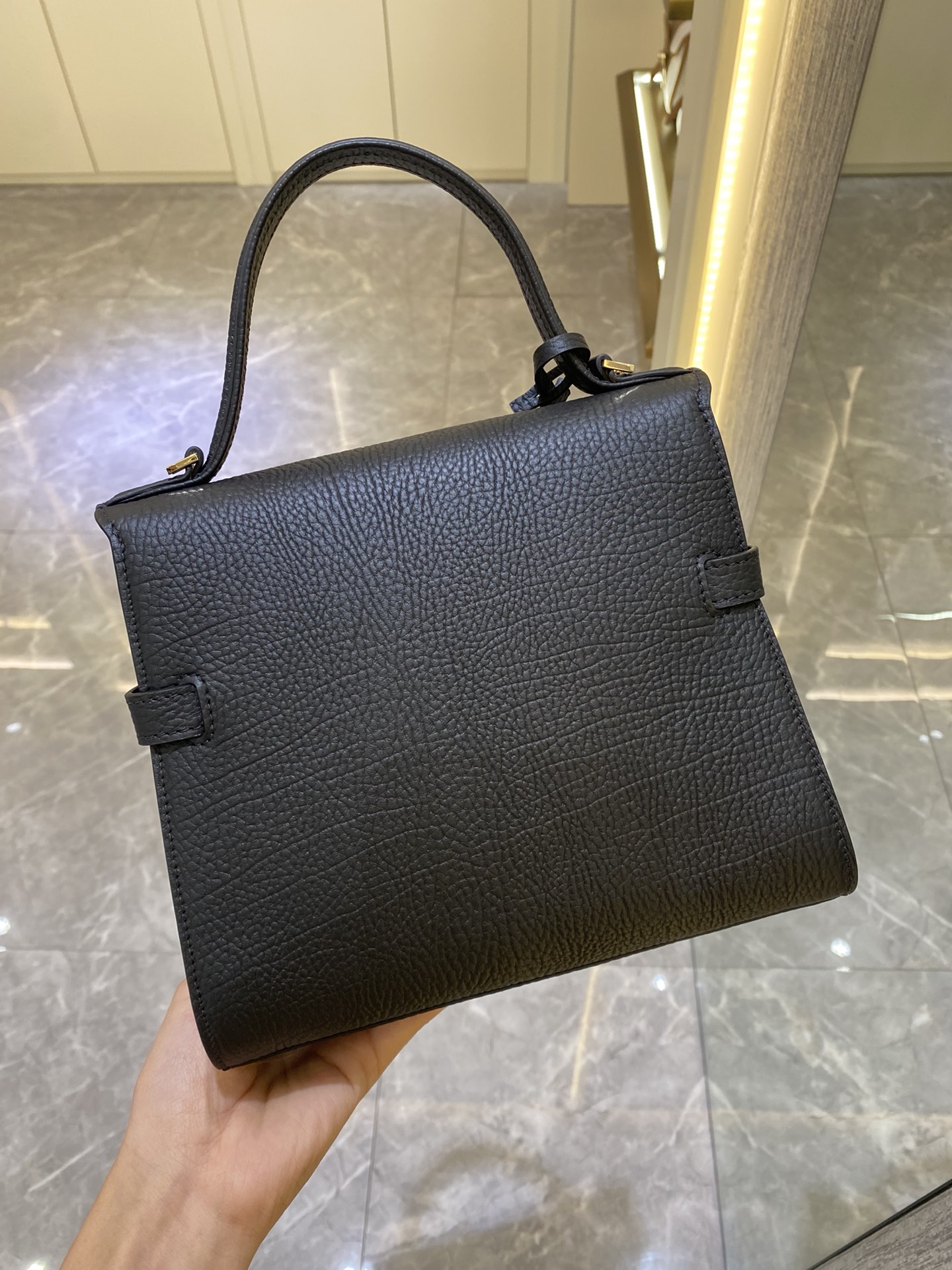 DELVAUX Calfskin MM Tempete Satchel  BLACK