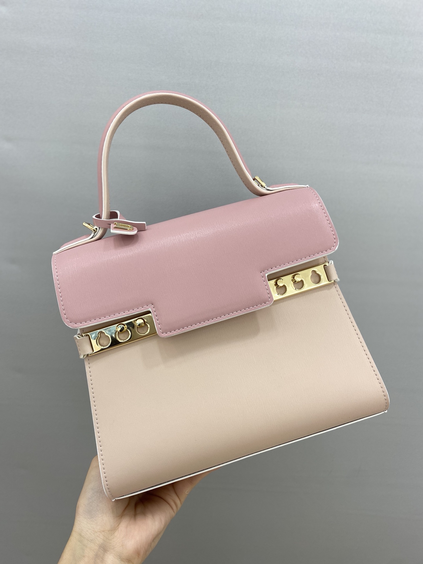 DELVAUX Calfskin MM Tempete Satchel PINK