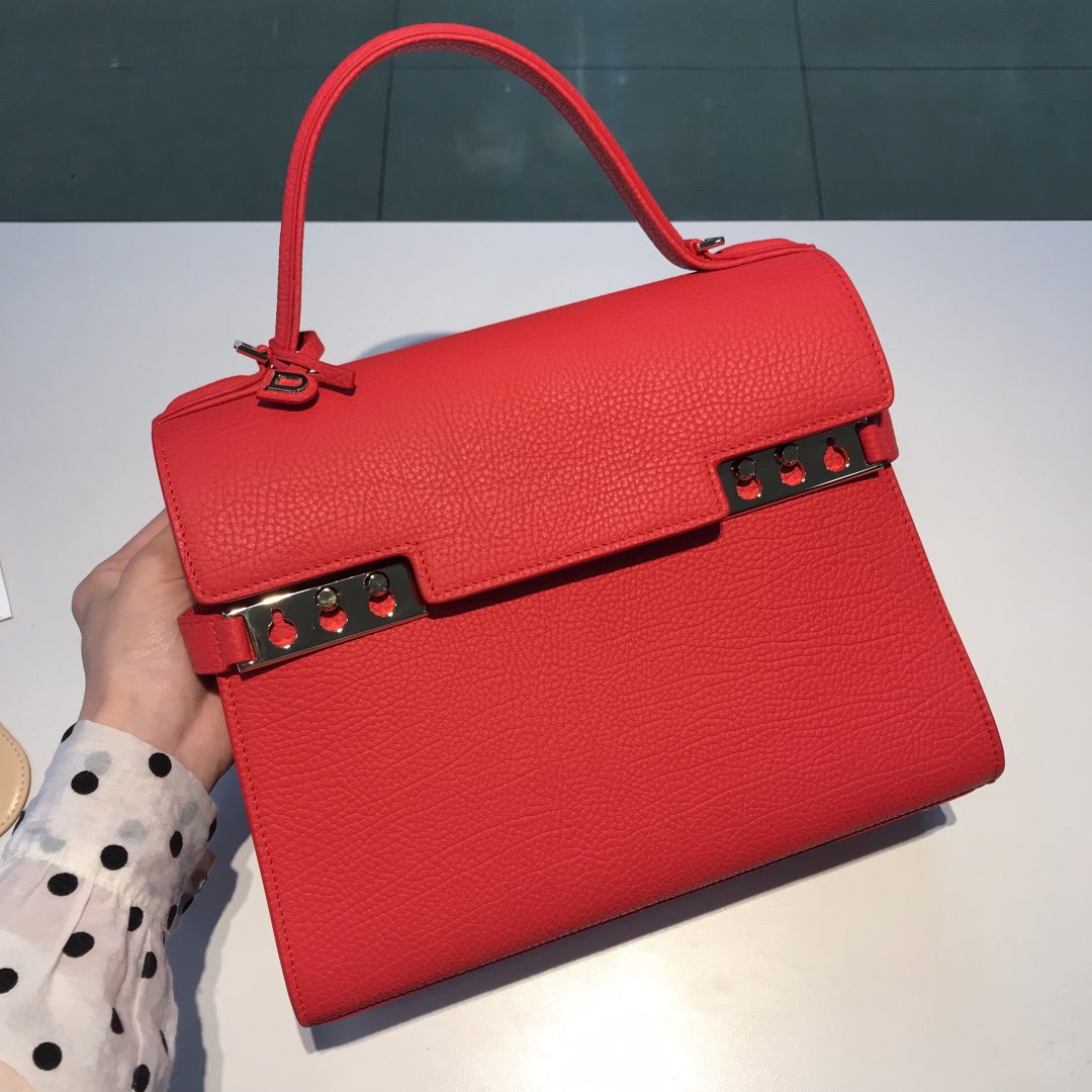 DELVAUX Calfskin MM Tempete Satchel  RED