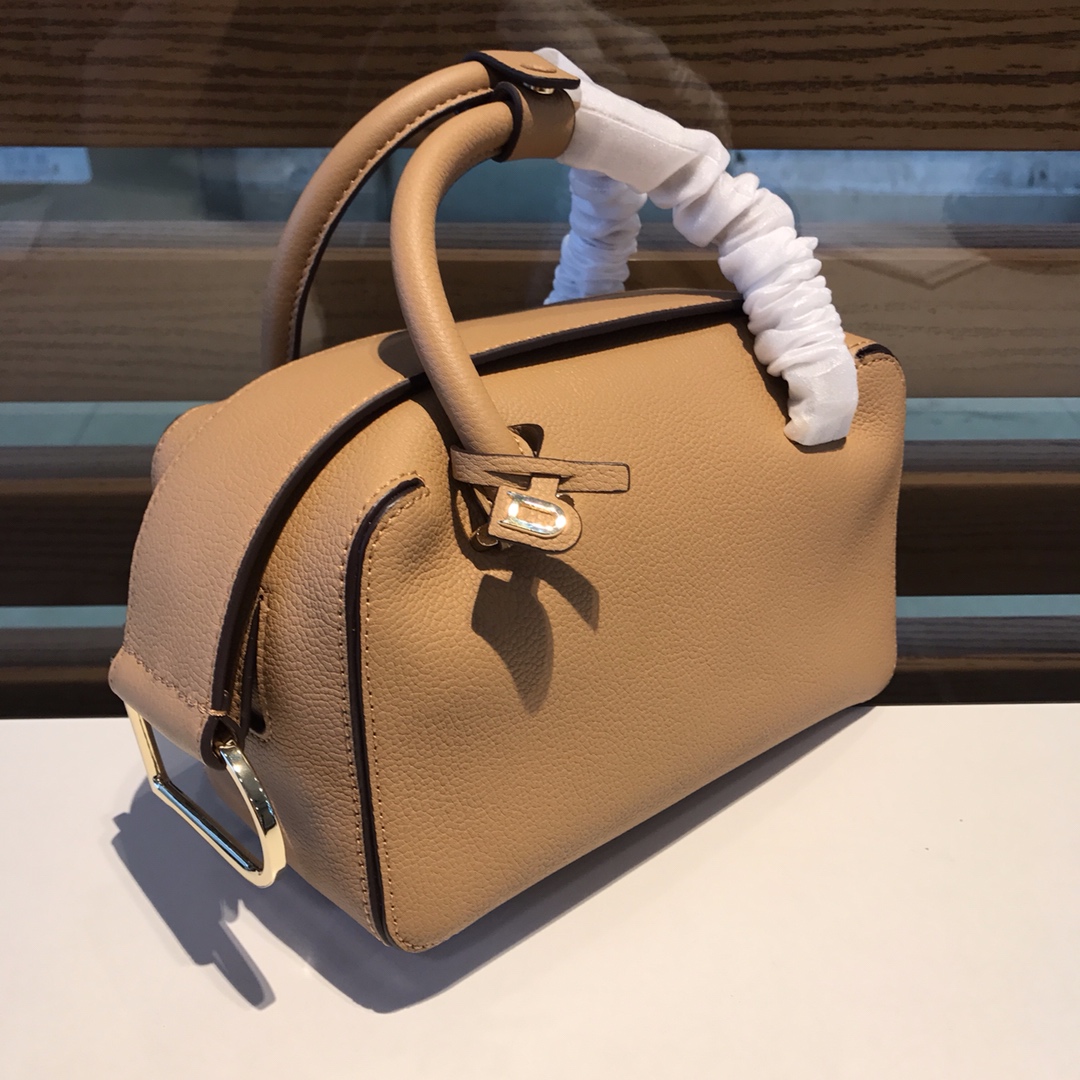 Delvaux Cool Box MM in Taurillon Soft Grained Calfskin brown